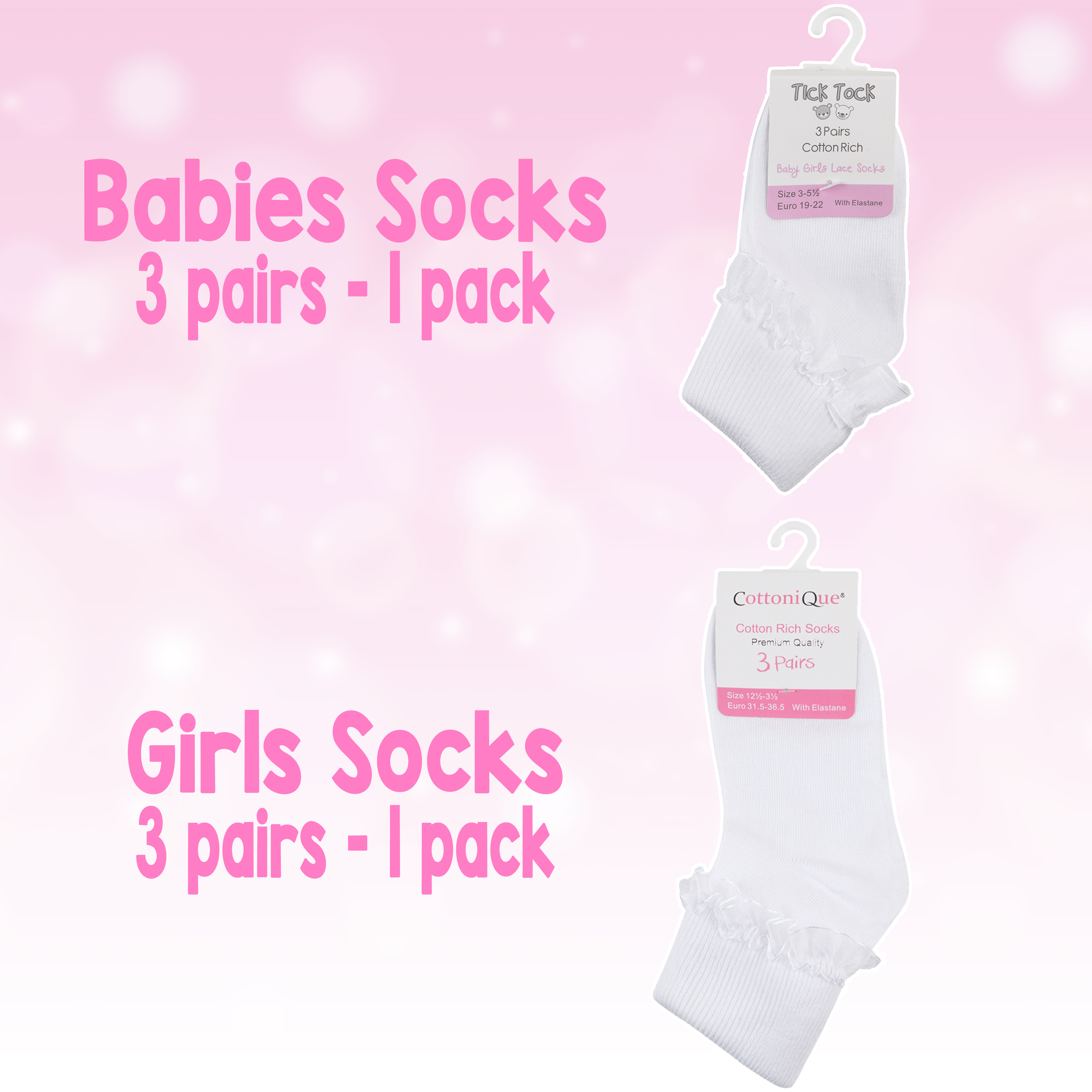 Cottonique Girls Cotton Rich Frilly Lace Top Socks 
