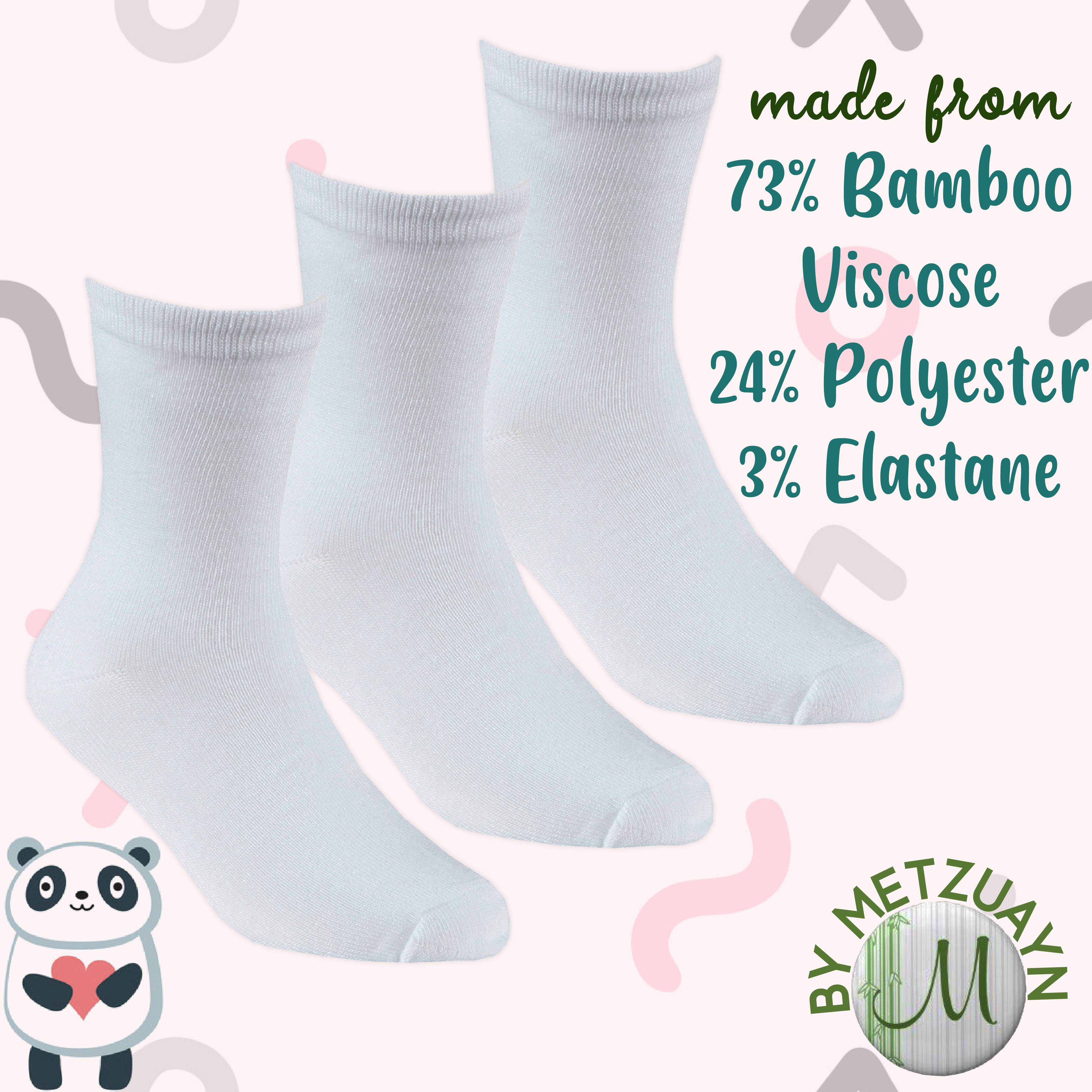 3 Pairs Kids Girls Boys Unisex Natural Bamboo Crew Everyday Back To School Socks - Picture 11 of 18