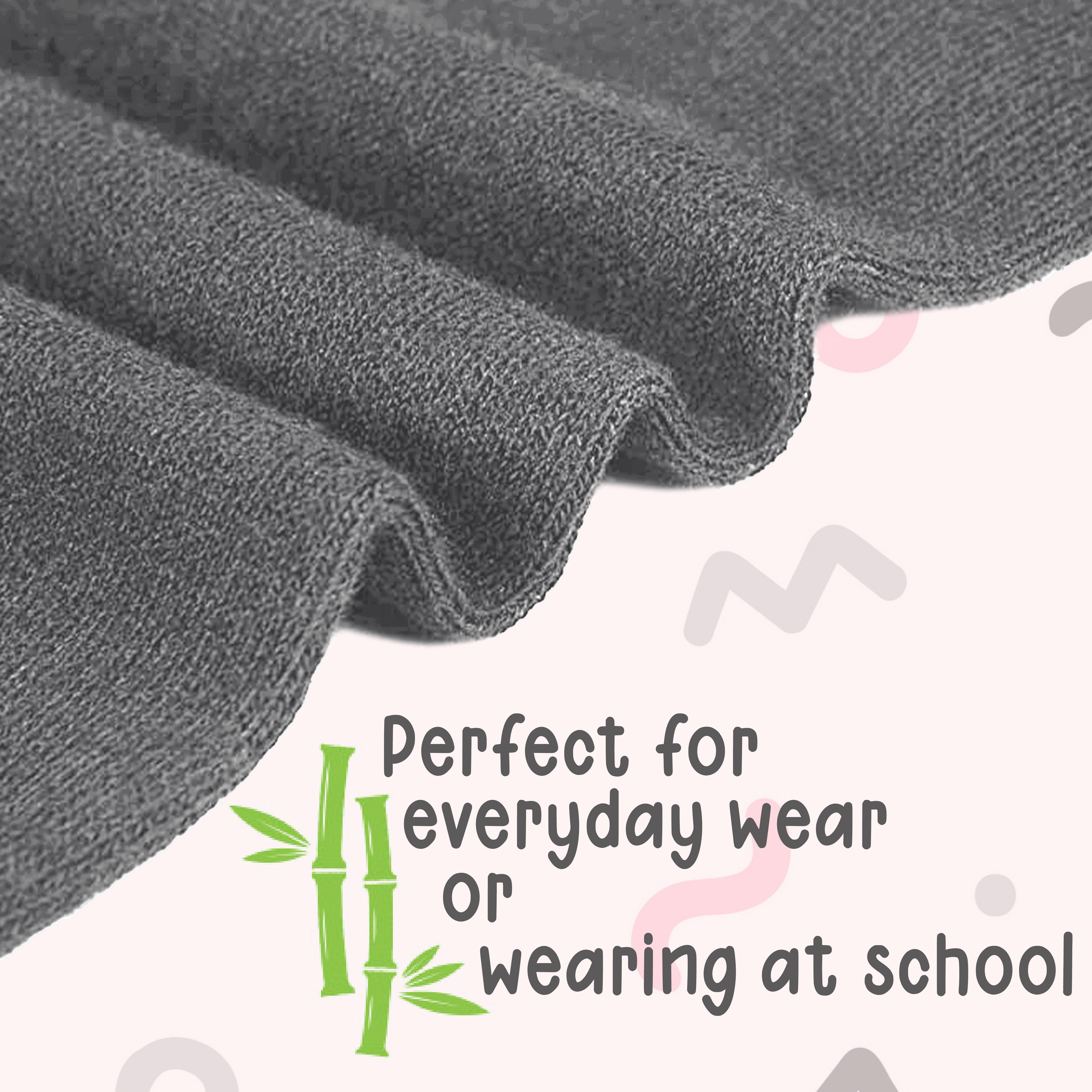 3 Pairs Kids Girls Boys Unisex Natural Bamboo Crew Everyday Back To School Socks - Picture 17 of 18
