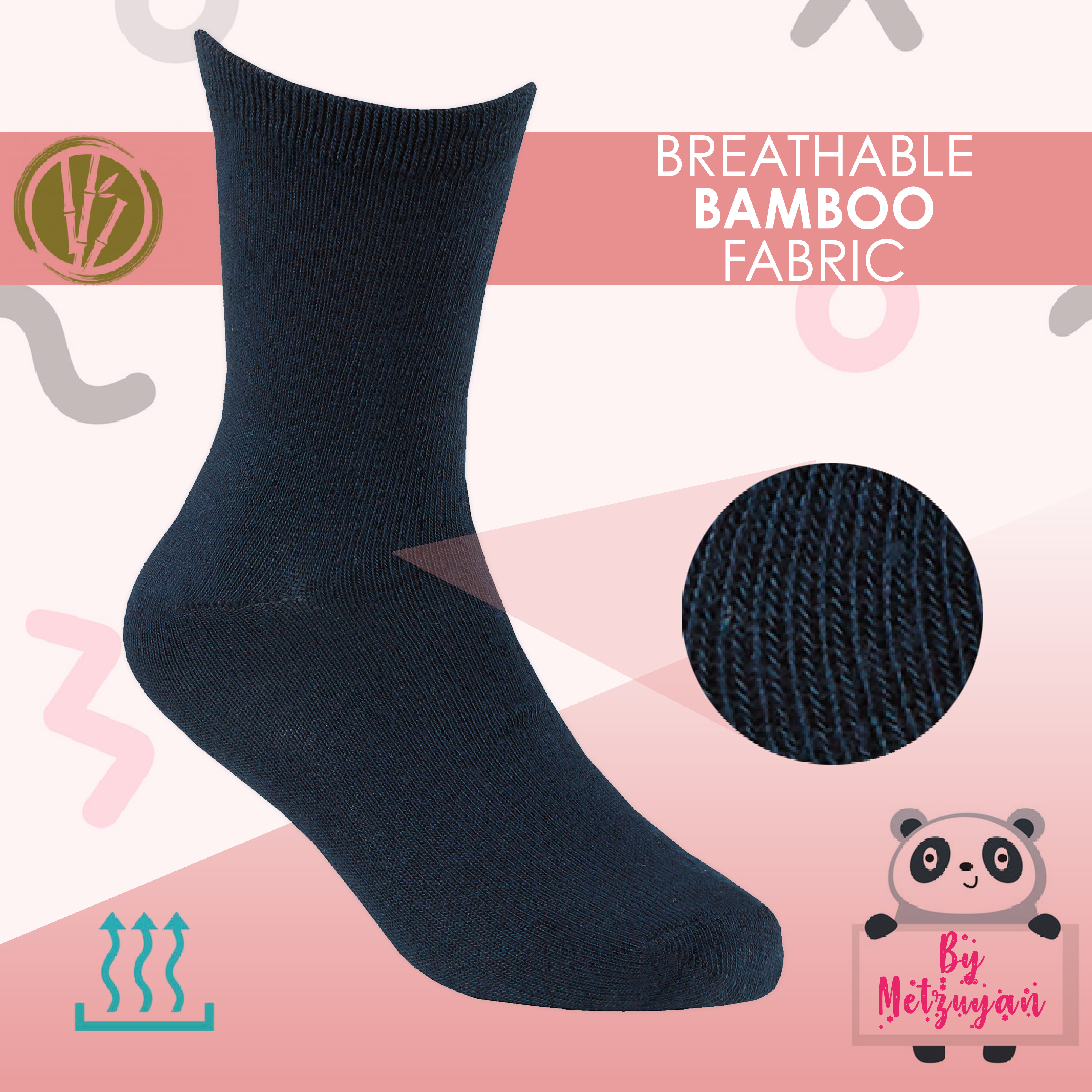 3 Pairs Kids Girls Boys Unisex Natural Bamboo Crew Everyday Back To School Socks - Picture 6 of 18