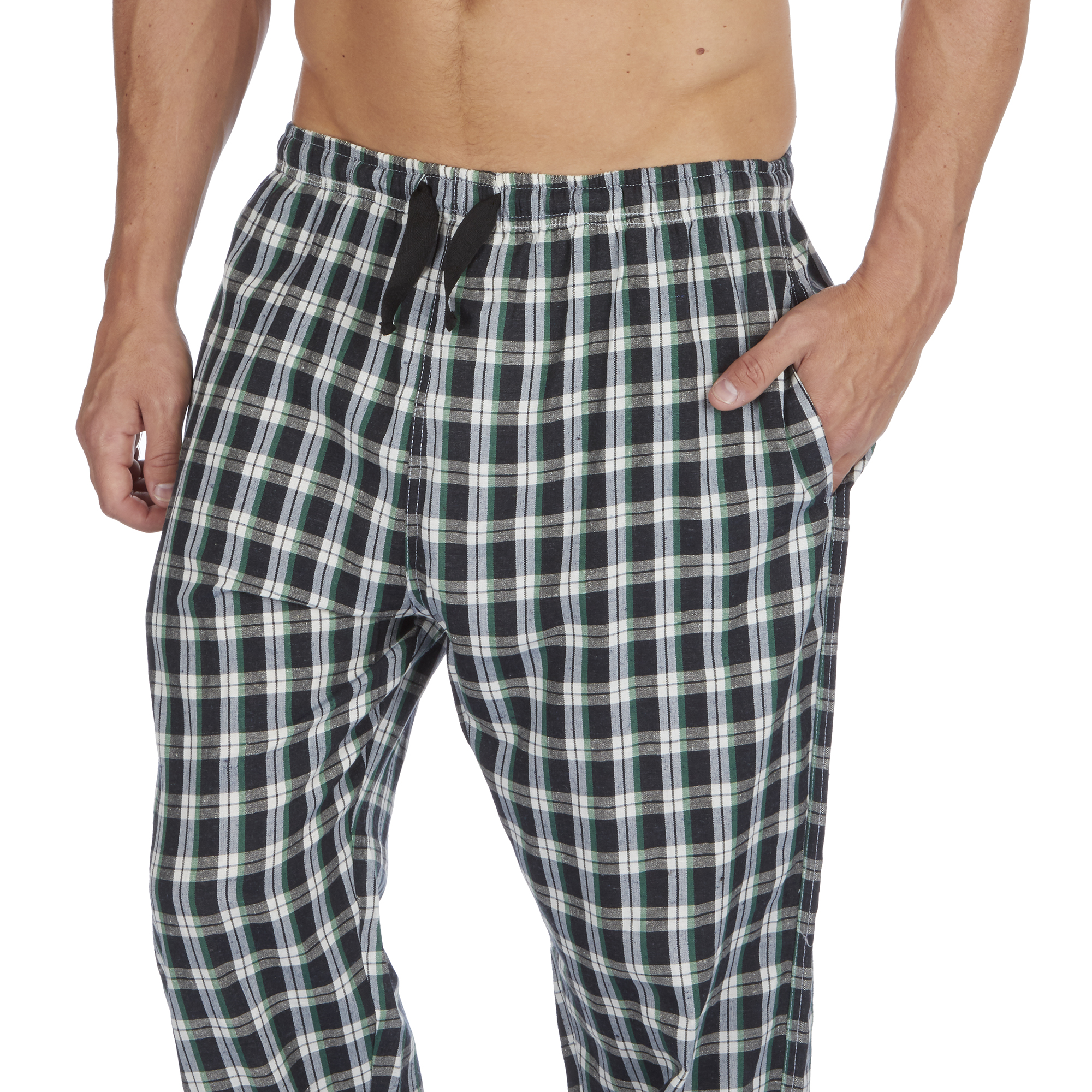 Men's Woven Lounge Bed Pants Pyjama Bottoms Checked Trousers Twill PJ S