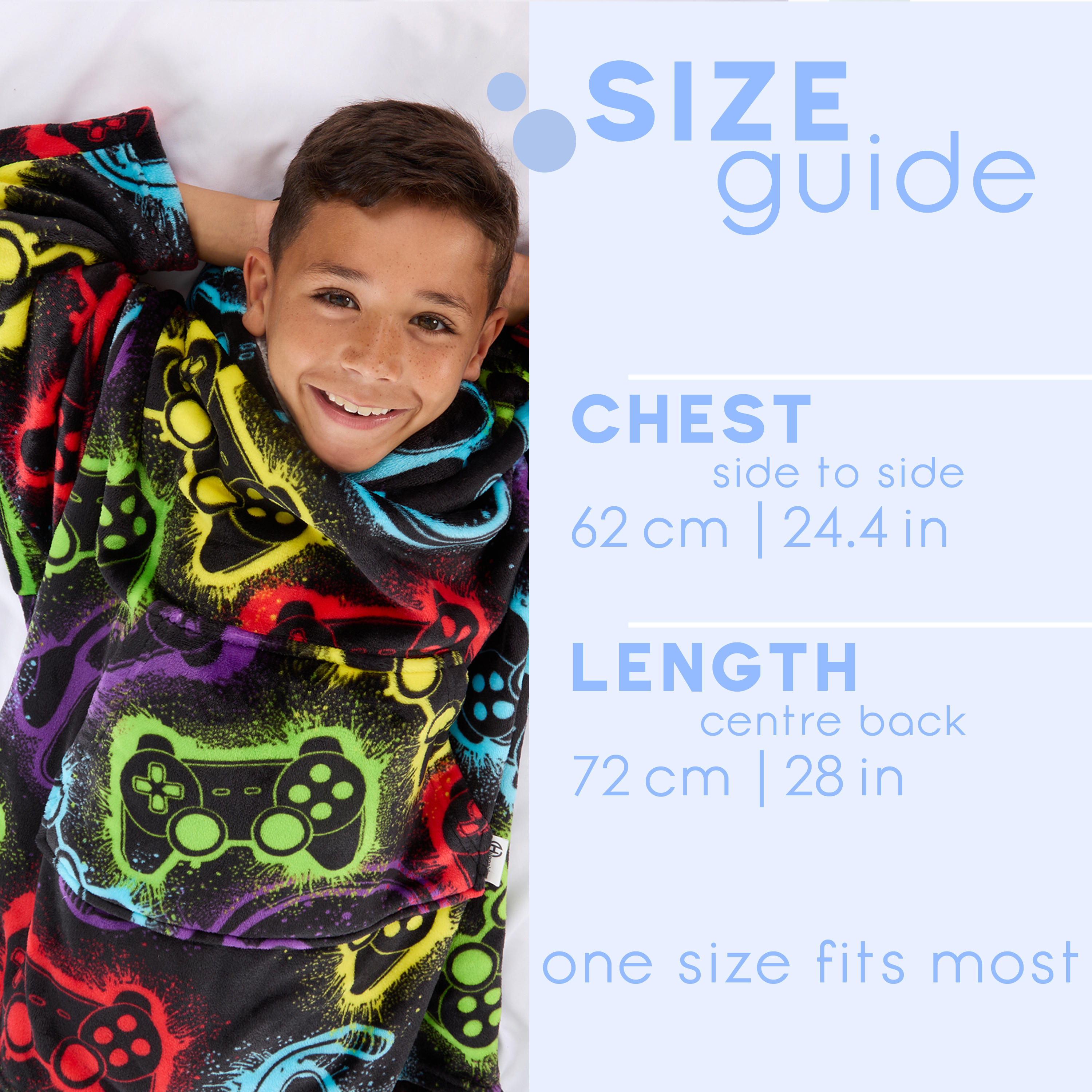 Kids Boys Oversized Blanket Hoodie Snuggle Fleece Hoody Sweathsirt Novelty Print - Picture 25 of 25