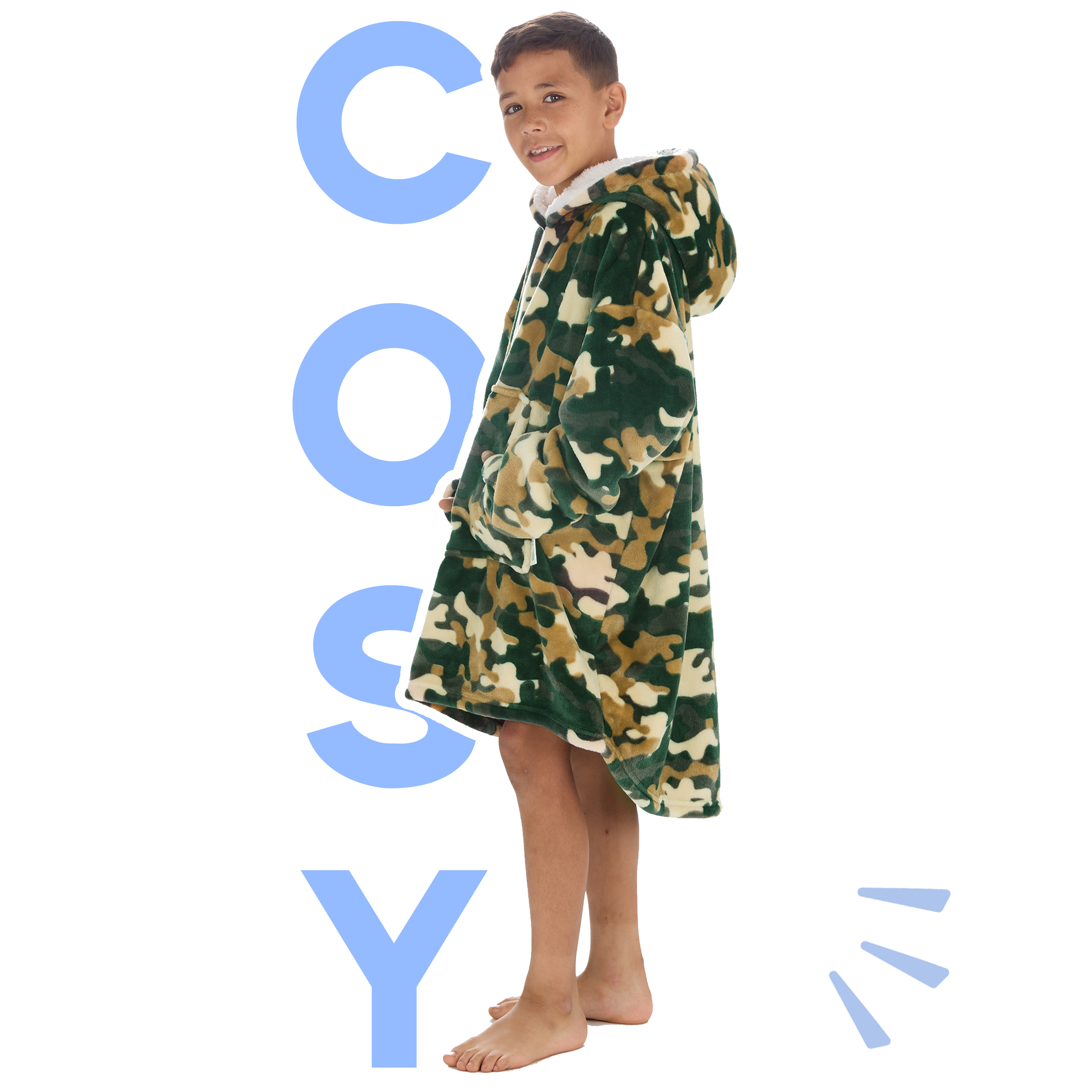 Kids Boys Oversized Blanket Hoodie Snuggle Fleece Hoody Sweathsirt Novelty Print - Picture 18 of 25