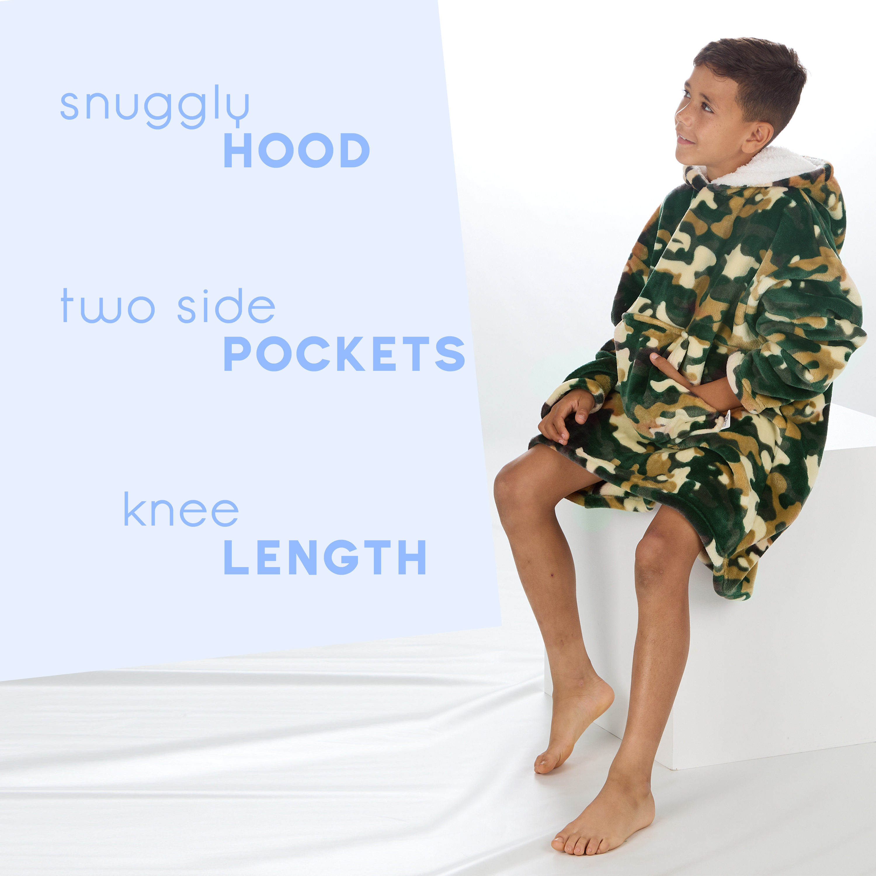 Kids Boys Oversized Blanket Hoodie Snuggle Fleece Hoody Sweathsirt Novelty Print - Picture 16 of 25