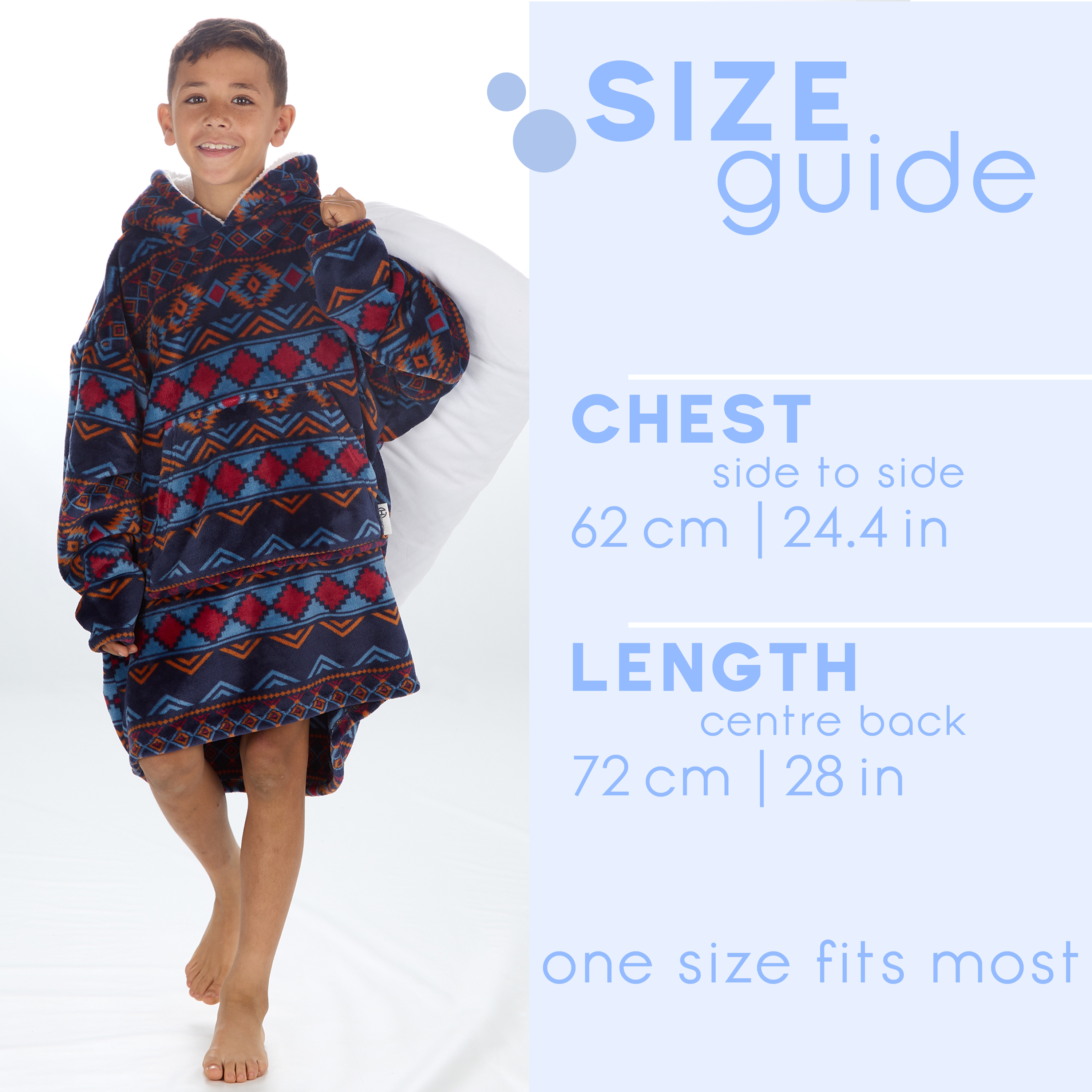 Kids Boys Oversized Blanket Hoodie Snuggle Fleece Hoody Sweathsirt Novelty Print - Picture 7 of 25