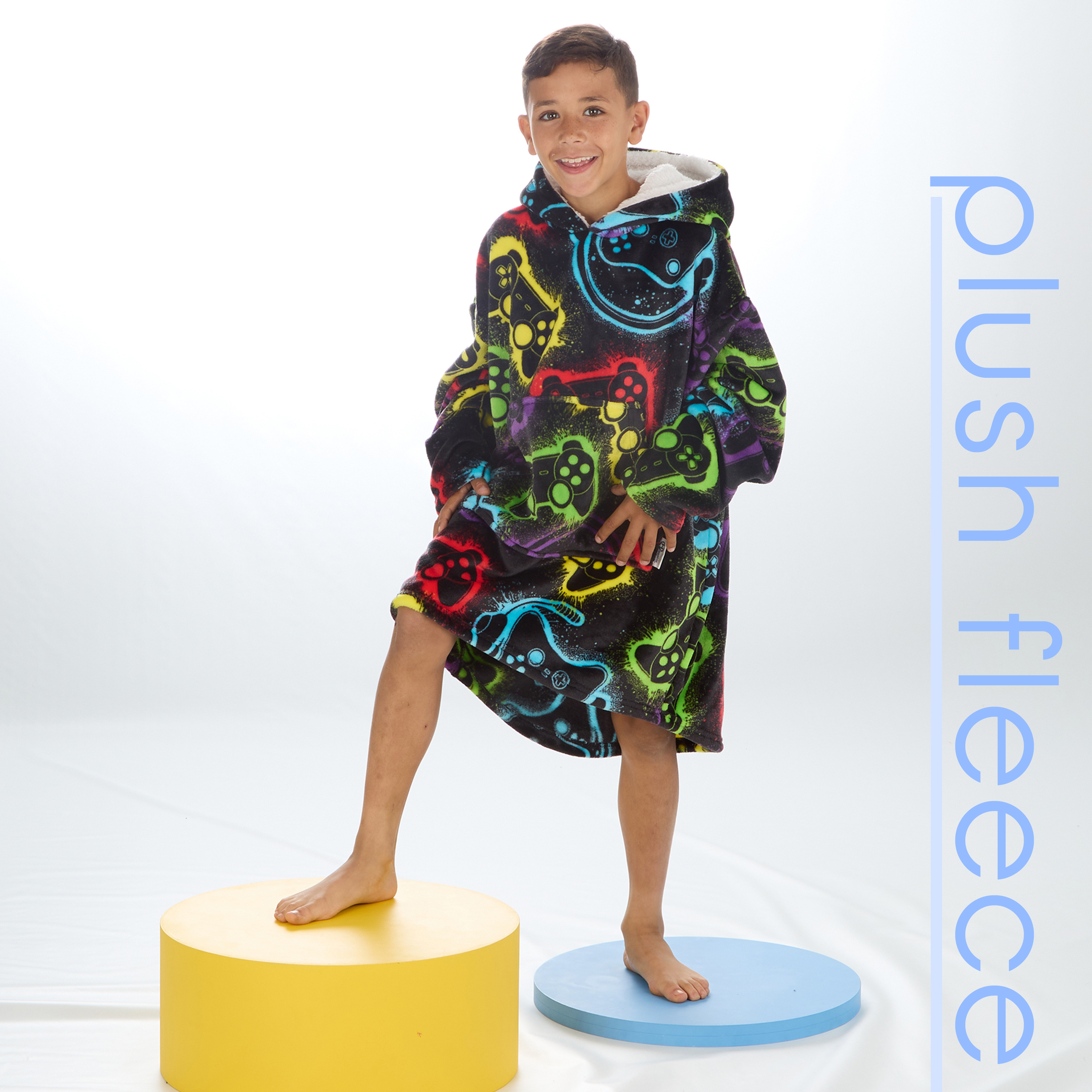 Kids Boys Oversized Blanket Hoodie Snuggle Fleece Hoody Sweathsirt Novelty Print - Picture 23 of 25