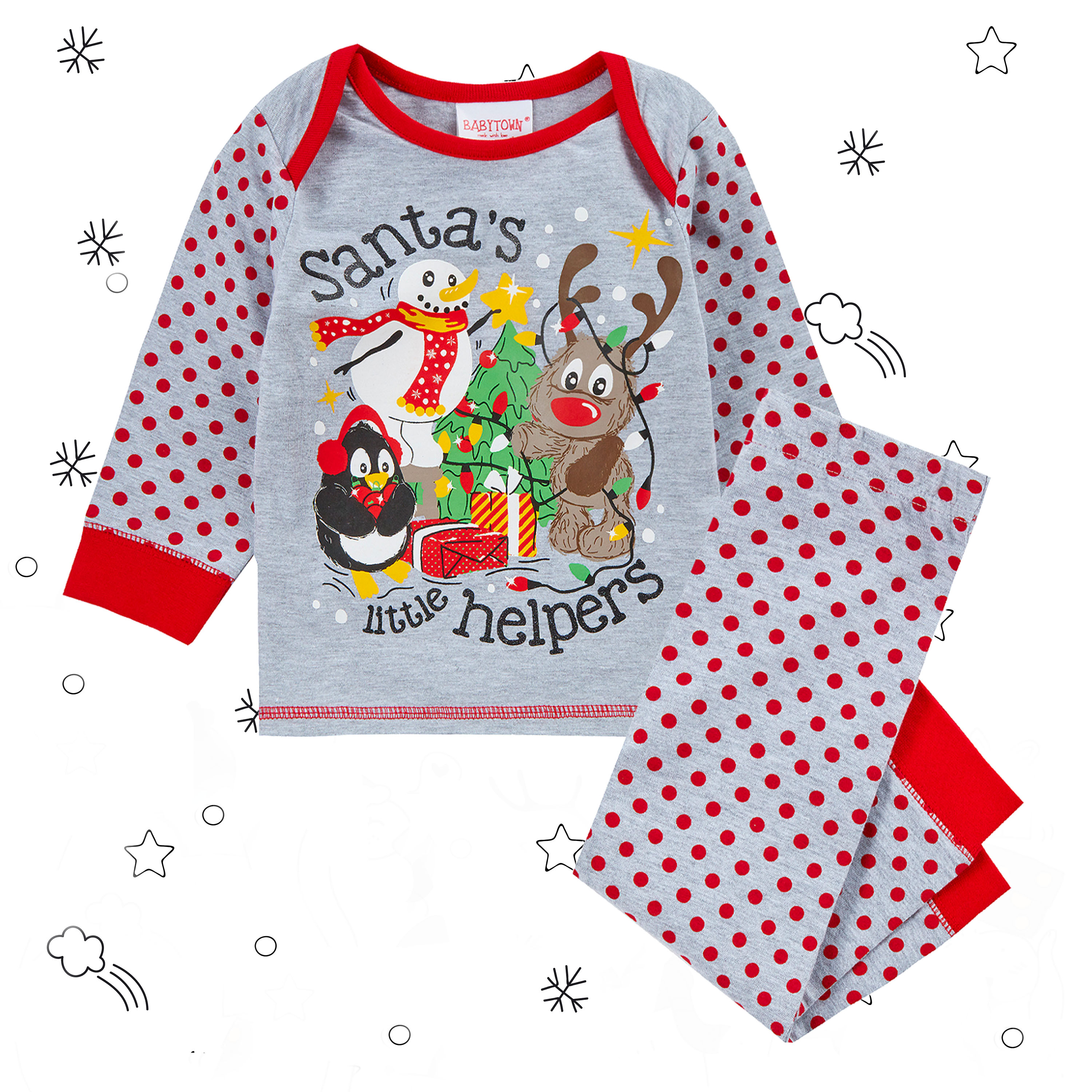 Baby Girls & Boys Christmas Pyjama Set Cotton PJ 100 Cotton Warm Long