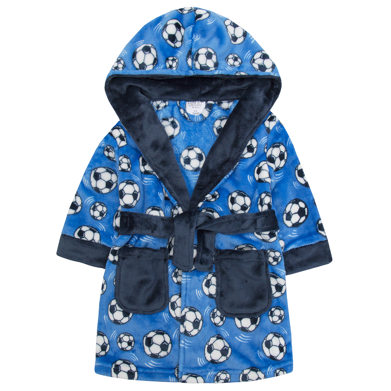 Childrens Infant Boys Football Dressing Robe Soccer Print Hooded Fleece