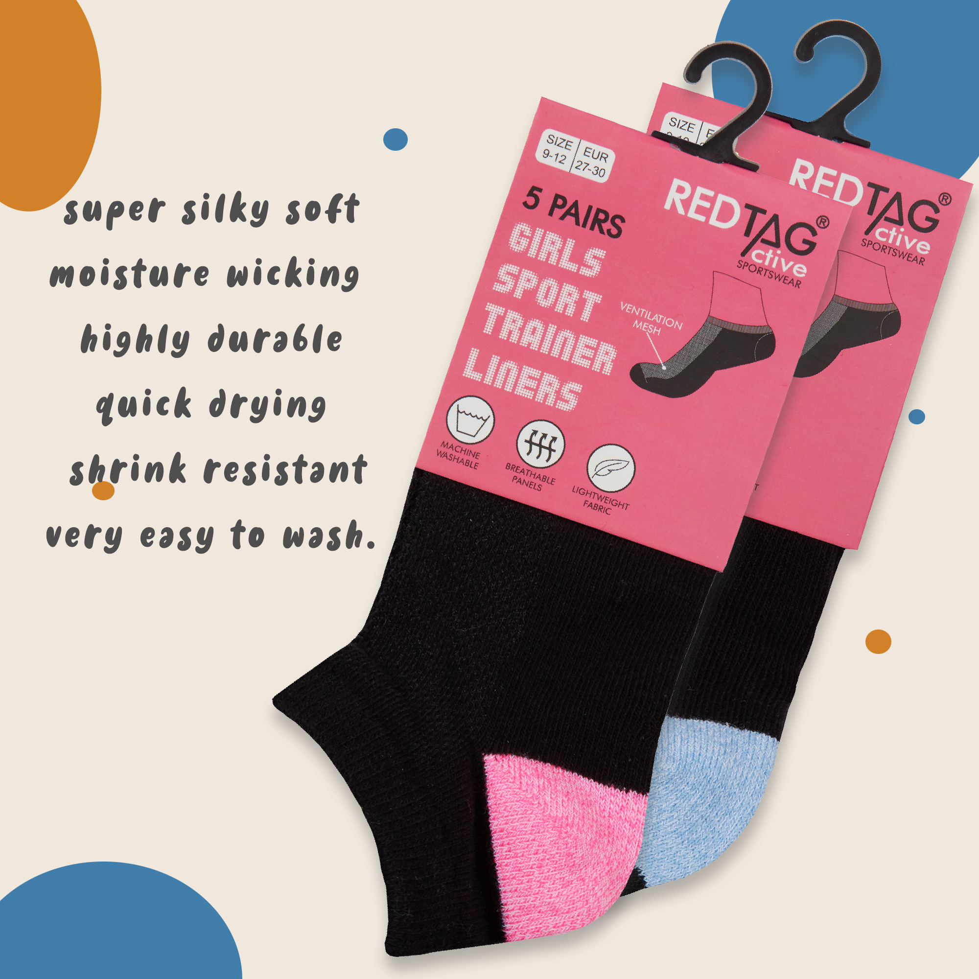 5 10 Pairs Kids Girls Trainer Liner Socks Mesh Cotton Rich 9-12 12.5-3.5 4-5.5 - Picture 8 of 17