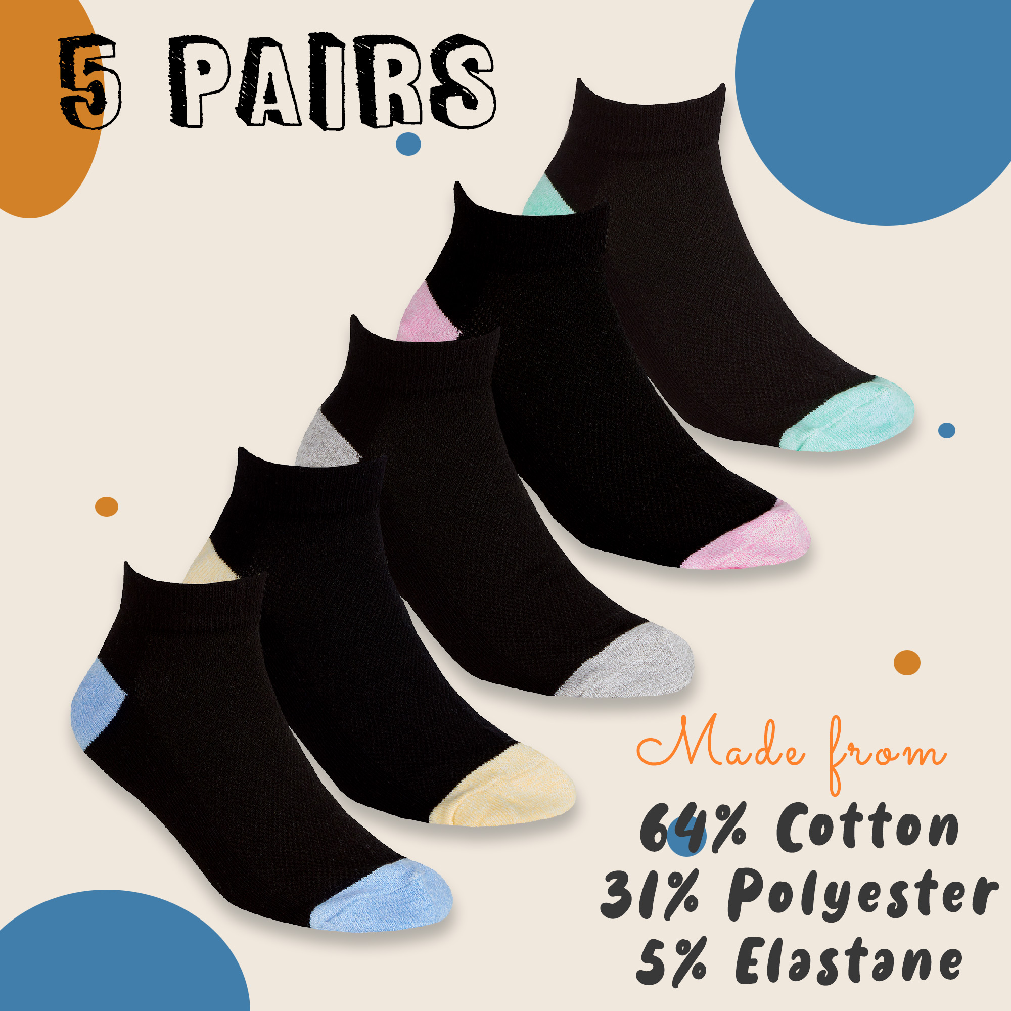 5 10 Pairs Kids Girls Trainer Liner Socks Mesh Cotton Rich 9-12 12.5-3.5 4-5.5 - Picture 2 of 17