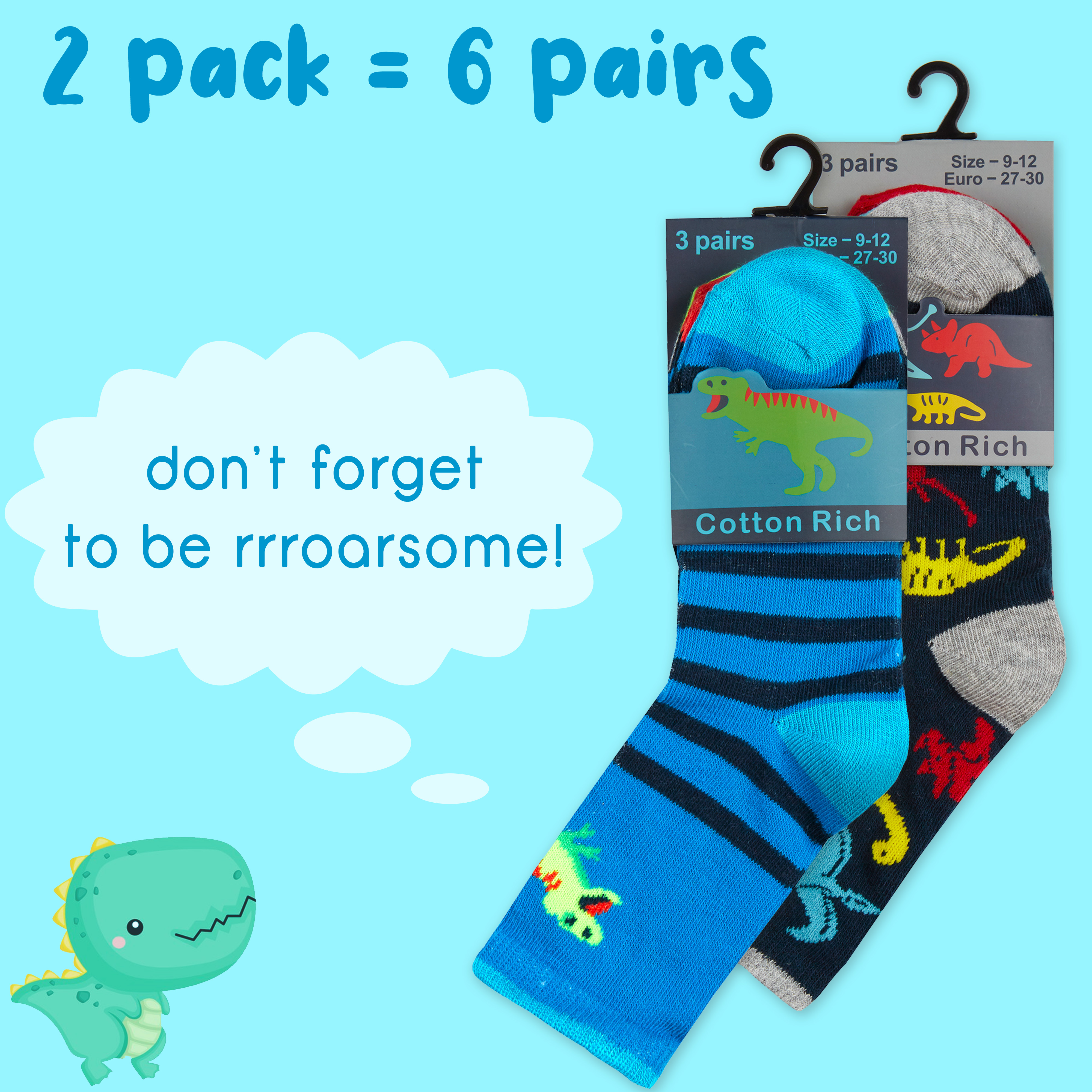 Kids Boys 6 Pairs Crew Socks Cotton Rich Novelty Cartoon Print Mid Calf Sock Set - Picture 40 of 43