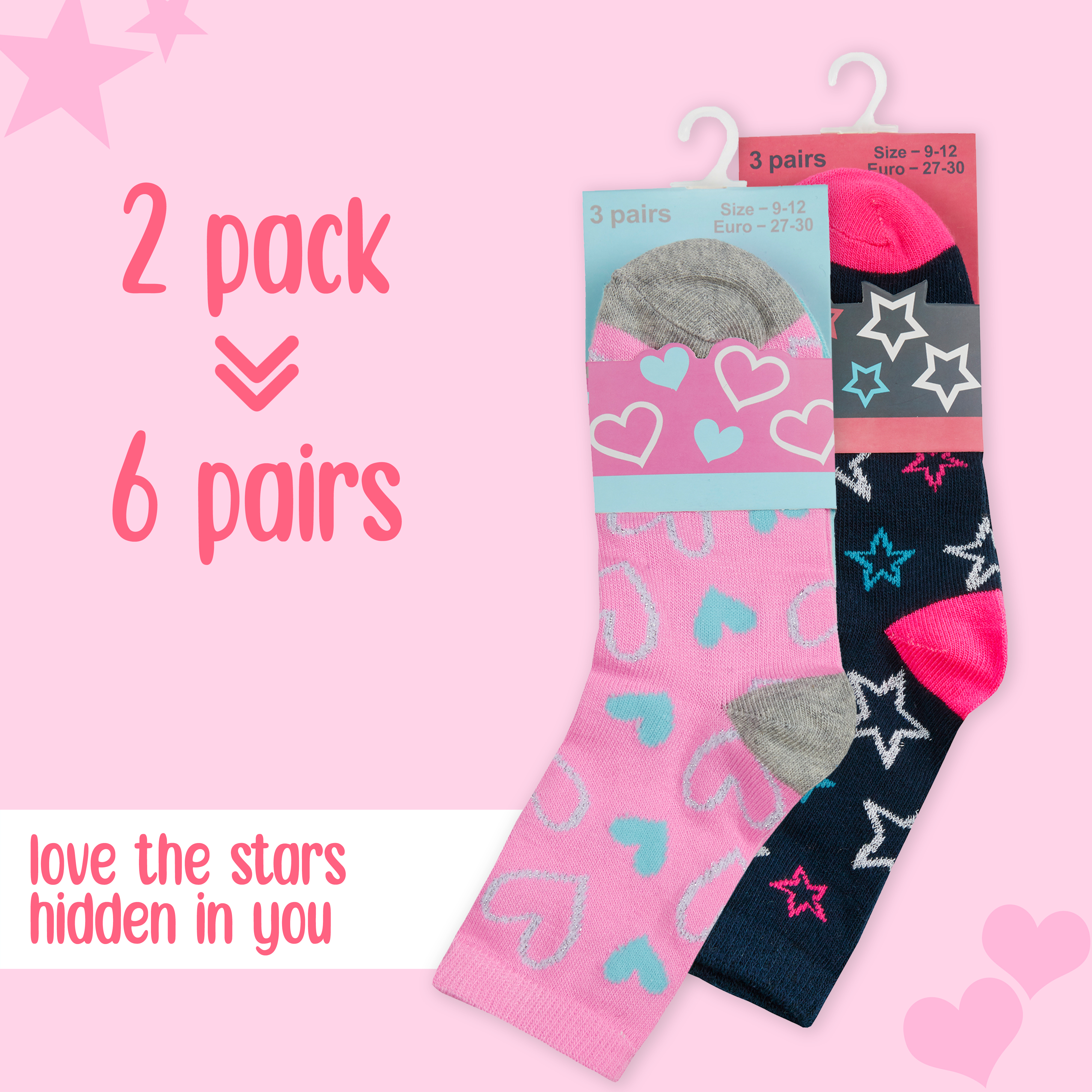 Kids Girls Socks Novelty Cartoon 6 Pairs Crew Socks Bundle Multipack Multibuy - Picture 7 of 13