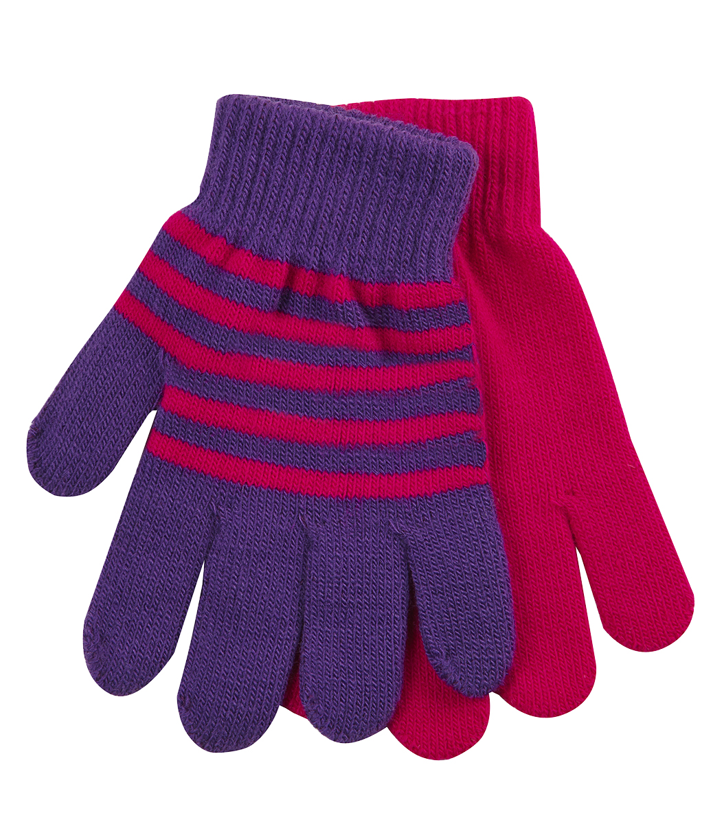 I.L.C.K Girls Gloves Magic 2PK Stripy Warm Winter Wooly One Size ...
