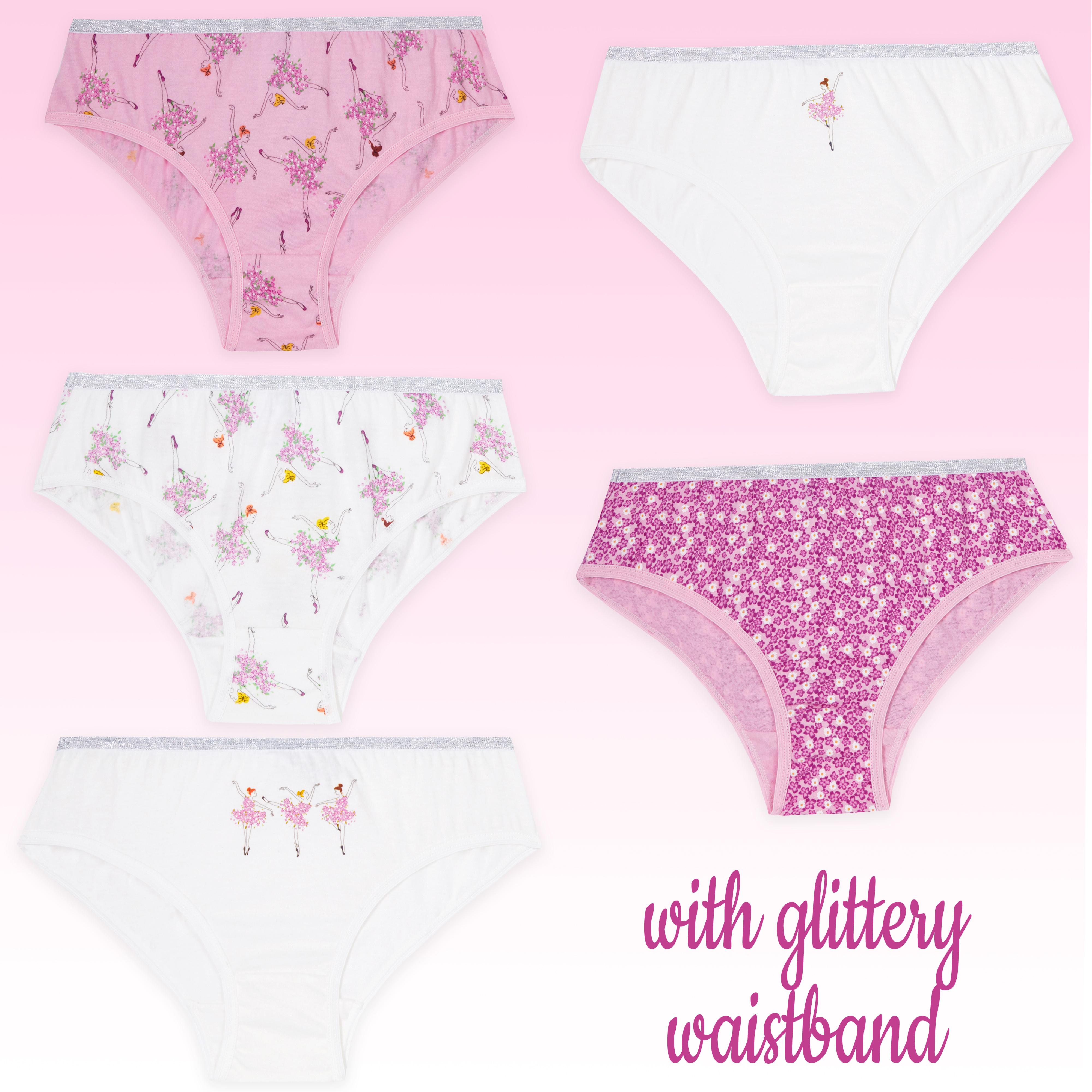 Girls Briefs 5 Pairs Underwear 100% Cotton Pants Rainbow Knickers Underpants Set - Picture 48 of 55