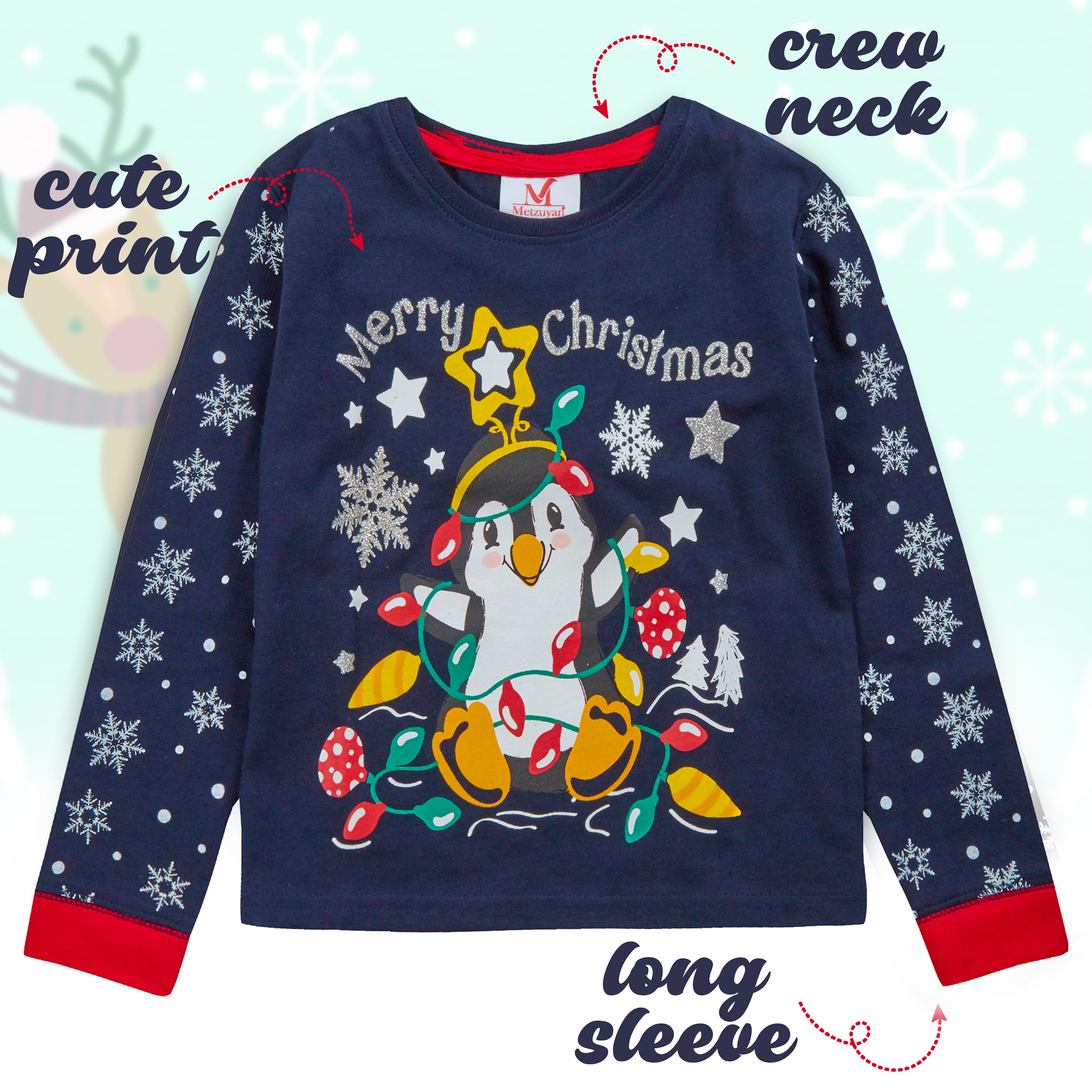 Kids Childs Boys Girls 100% Cotton Christmas PJ Set Xmas Pyjamas Festive PJ's UK - Picture 4 of 14