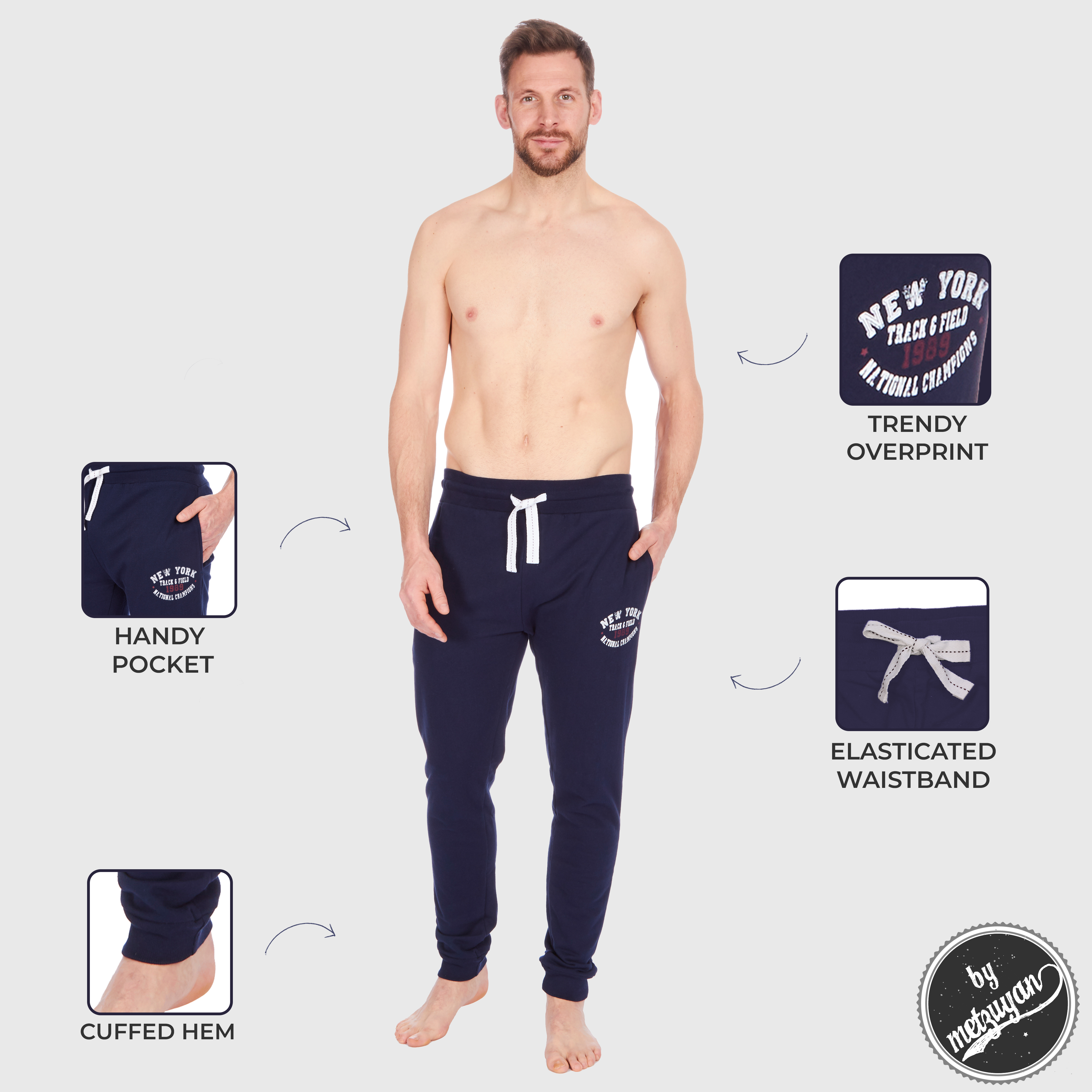 Mens Pyjama Trousers Activewear Sleep Bed Pants Nightwear Lounge Cotton S - XXL - Picture 6 of 14