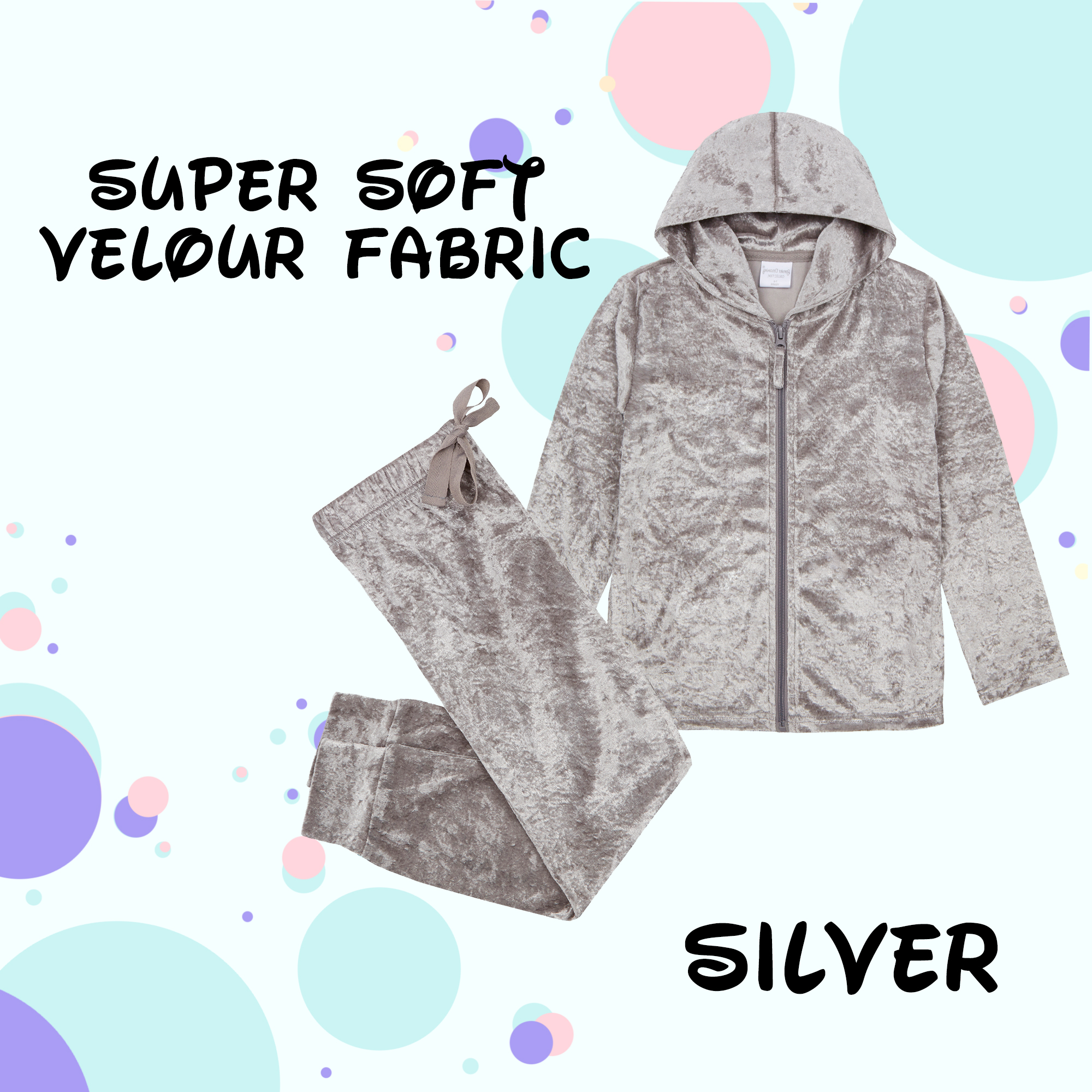 Girls Crushed Velvet Lounge Set With Hood Sweatshirt Hoodie Joggers Tracksuit UK - Picture 12 of 21