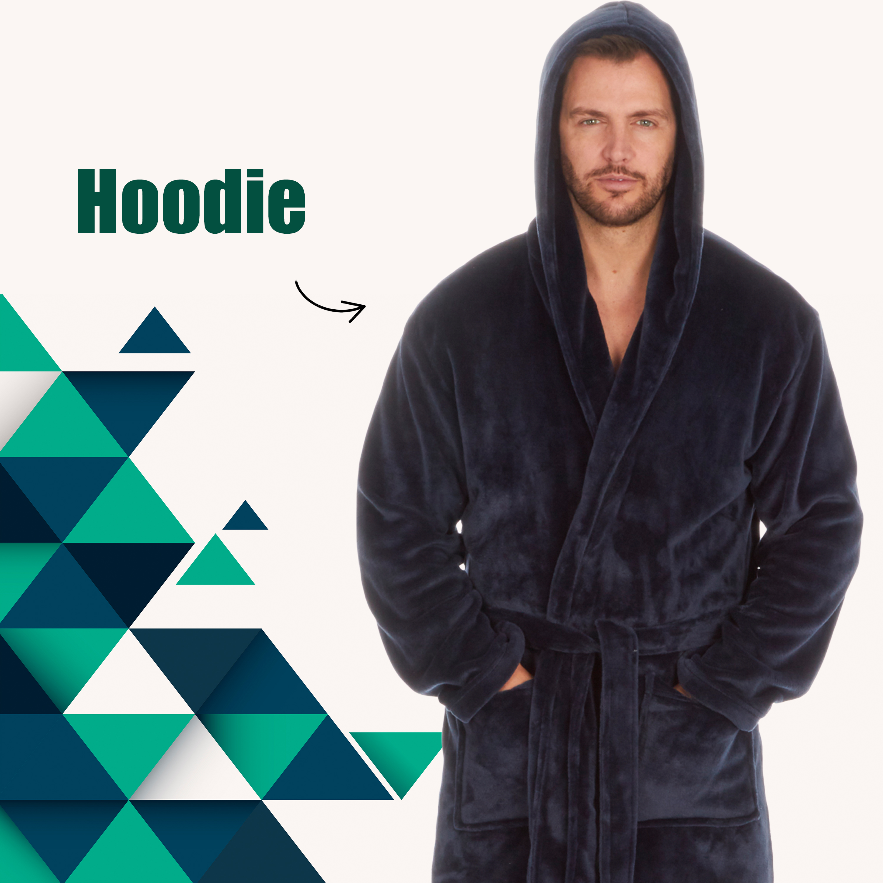 Mens Dressing Gown Robe Big and Tall Plus Size Hooded M L XL XXL