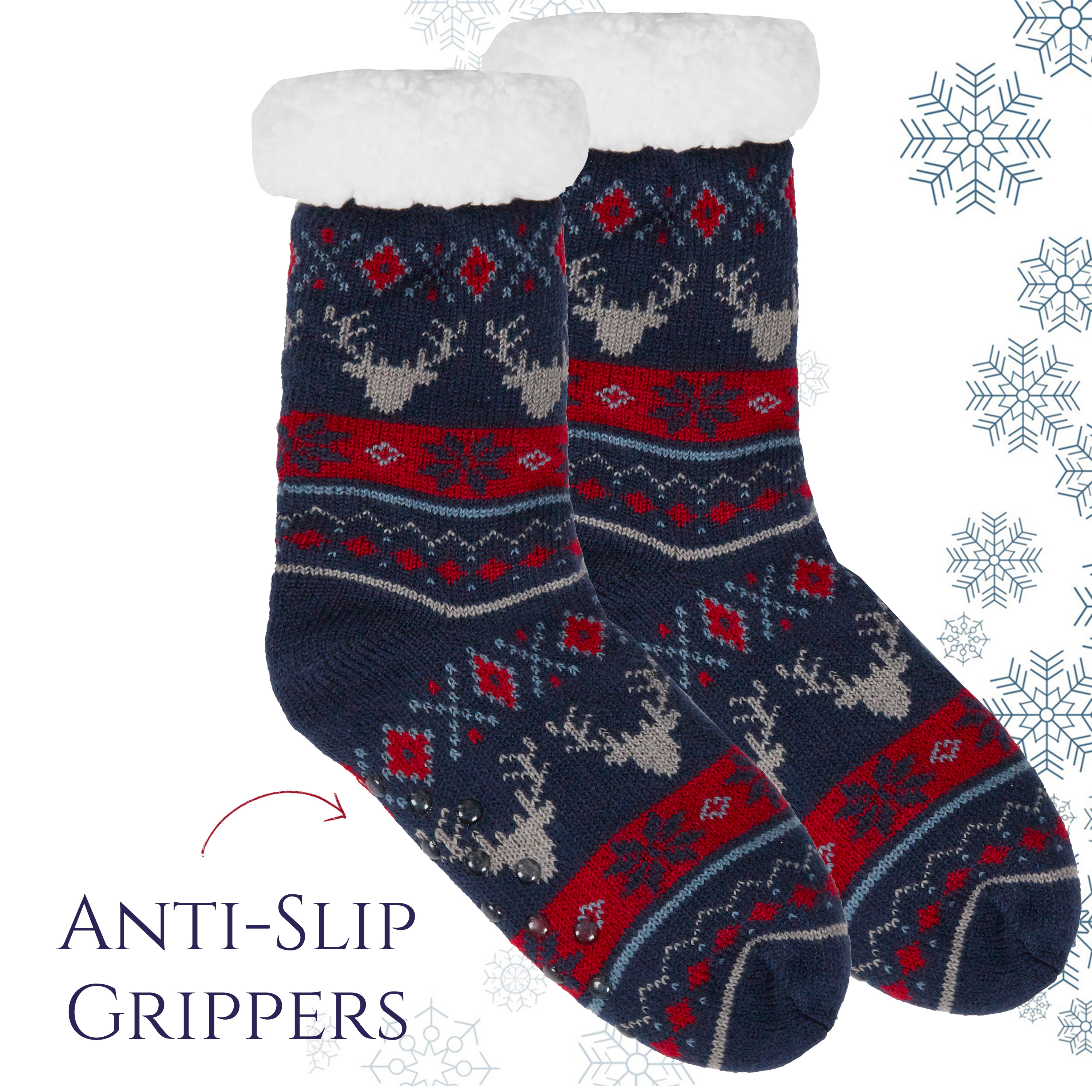 Boys Warm Cosy Fairisle Lounge Socks Anti Non Slip Grippers Gift ...