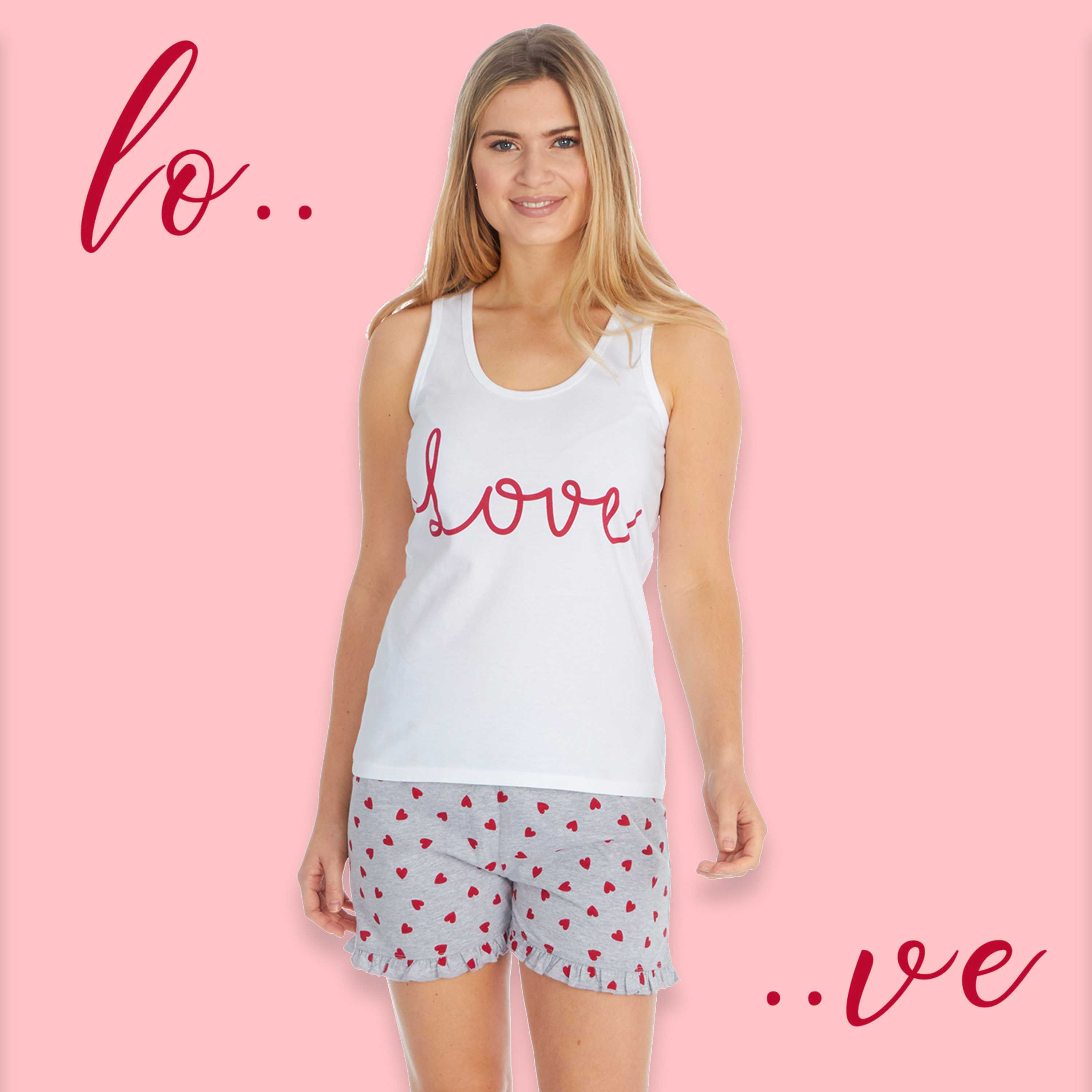 Ladies Gift Pyjama Set Vest and Shorts PJs Set Size 8 10 12 14 16