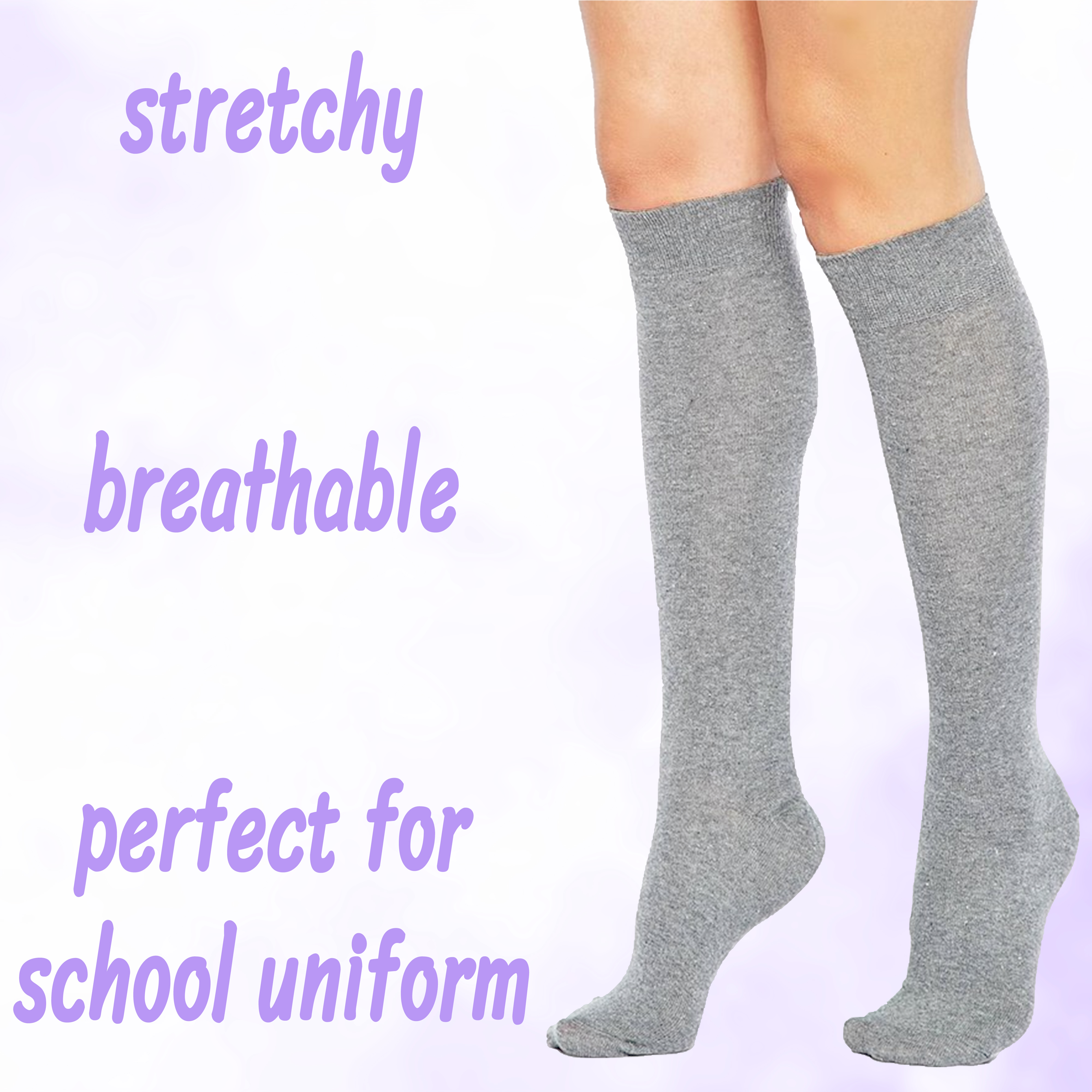 Girls Juniors Women 3,6,12 Pairs Lot Knee High School Uniform Socks Plain S~XL