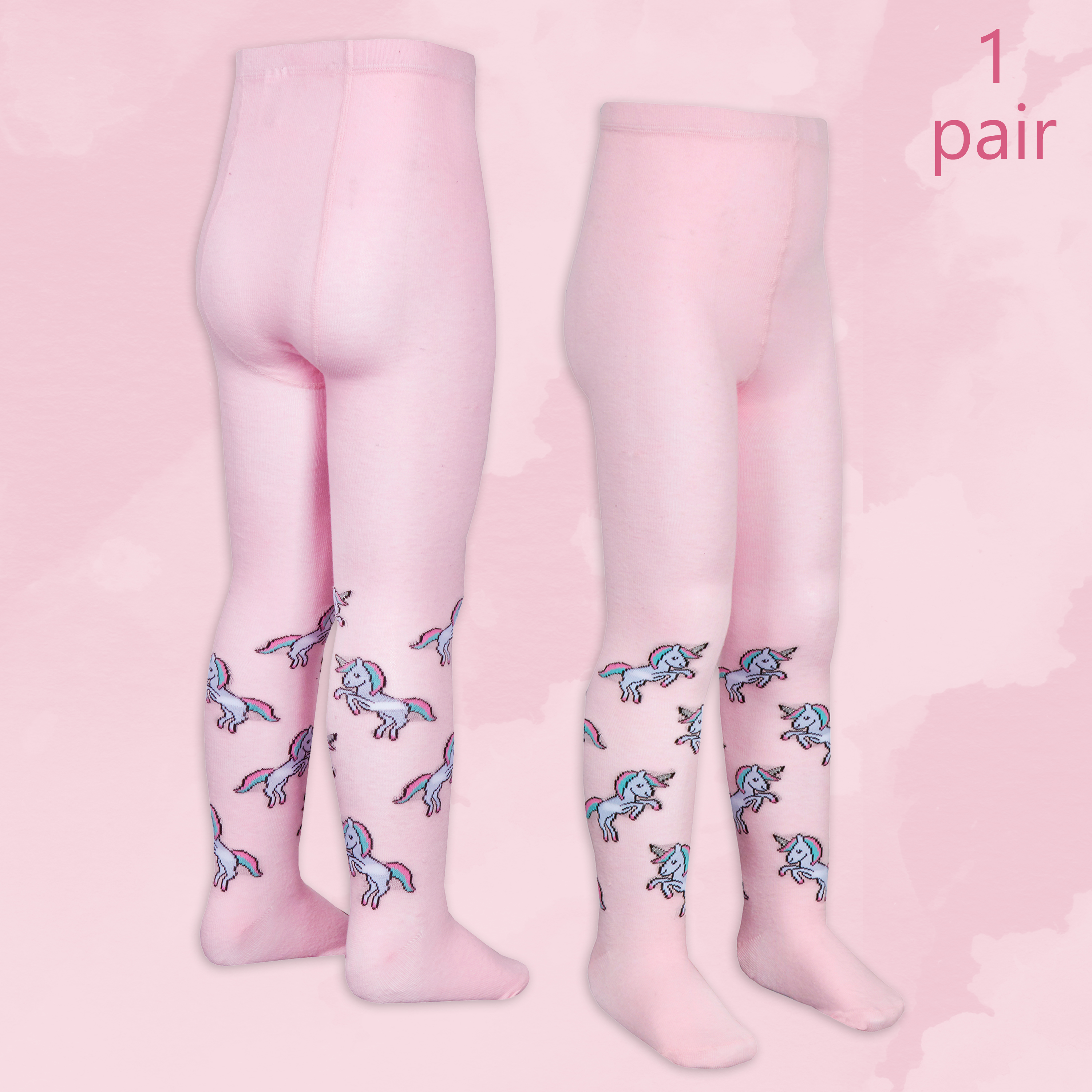 Girls Infant Kids Unicorn School Tights 2-8 Years Cotton Rich Warm Cute Grey UK - Picture 12 of 15