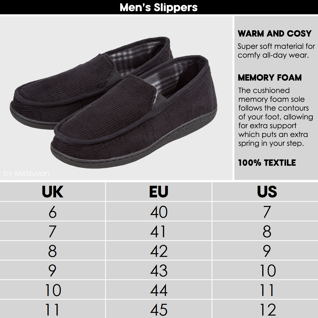 Pantuflas traseras cerradas para hombre mula mocasín espuma viscoelástica interior 6-11 - Imagen 3 de 9