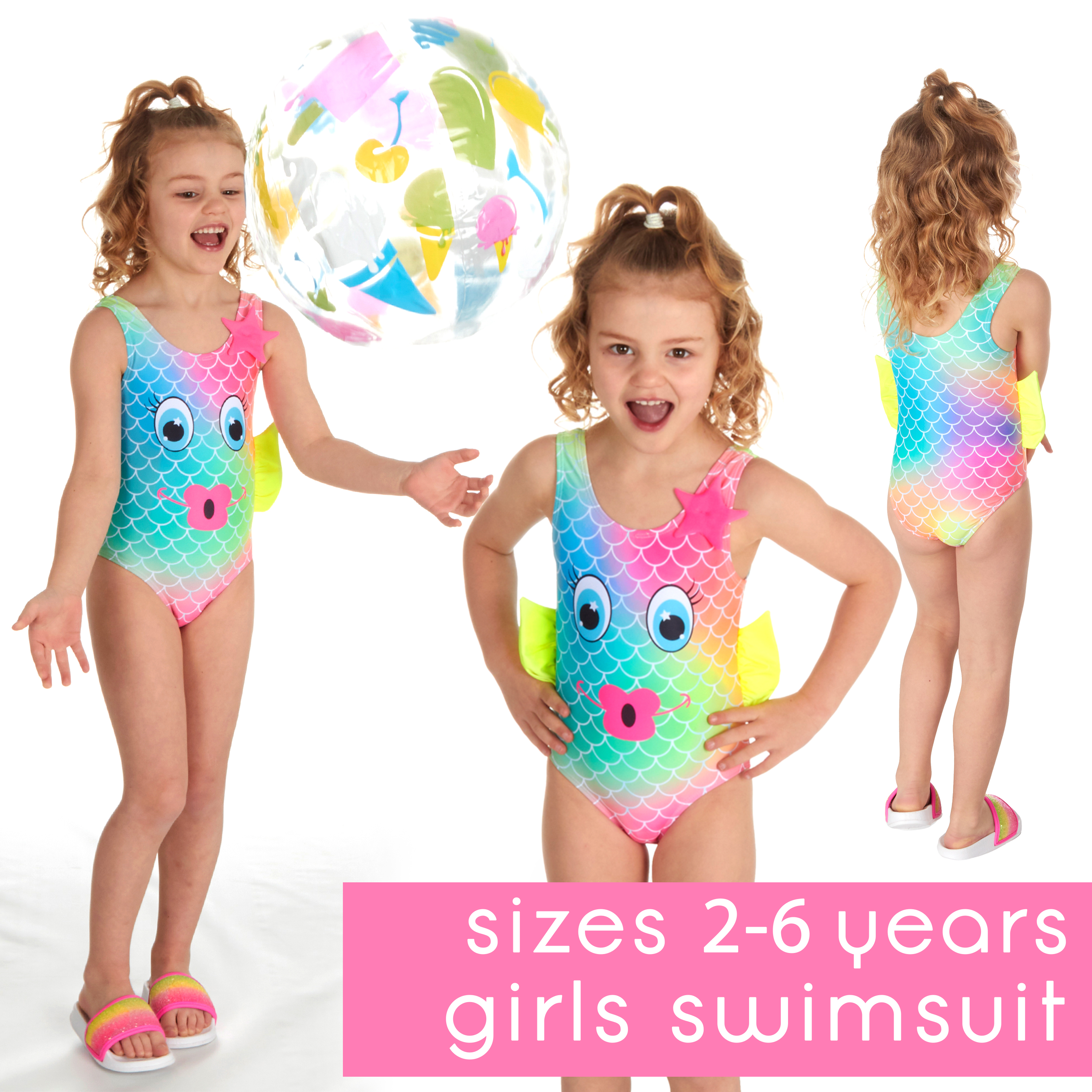 kids swimwear girl Ocean Dreamer Slim Fit Long Sleeve Swimsuit
