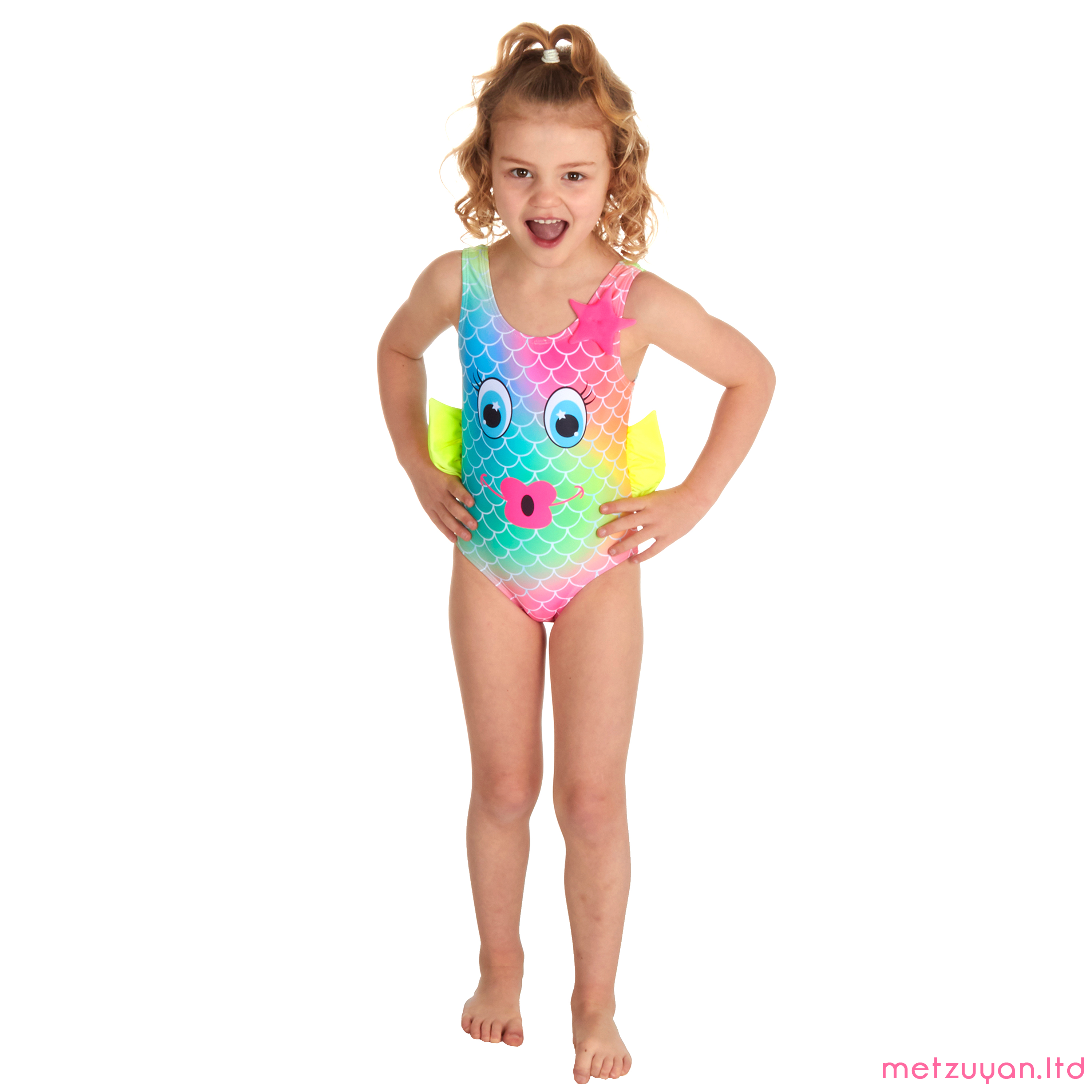 Kids Swimwear Girls Swimming Costume Beach Rainbow Fish Novelty 2-6 Years  Cute
