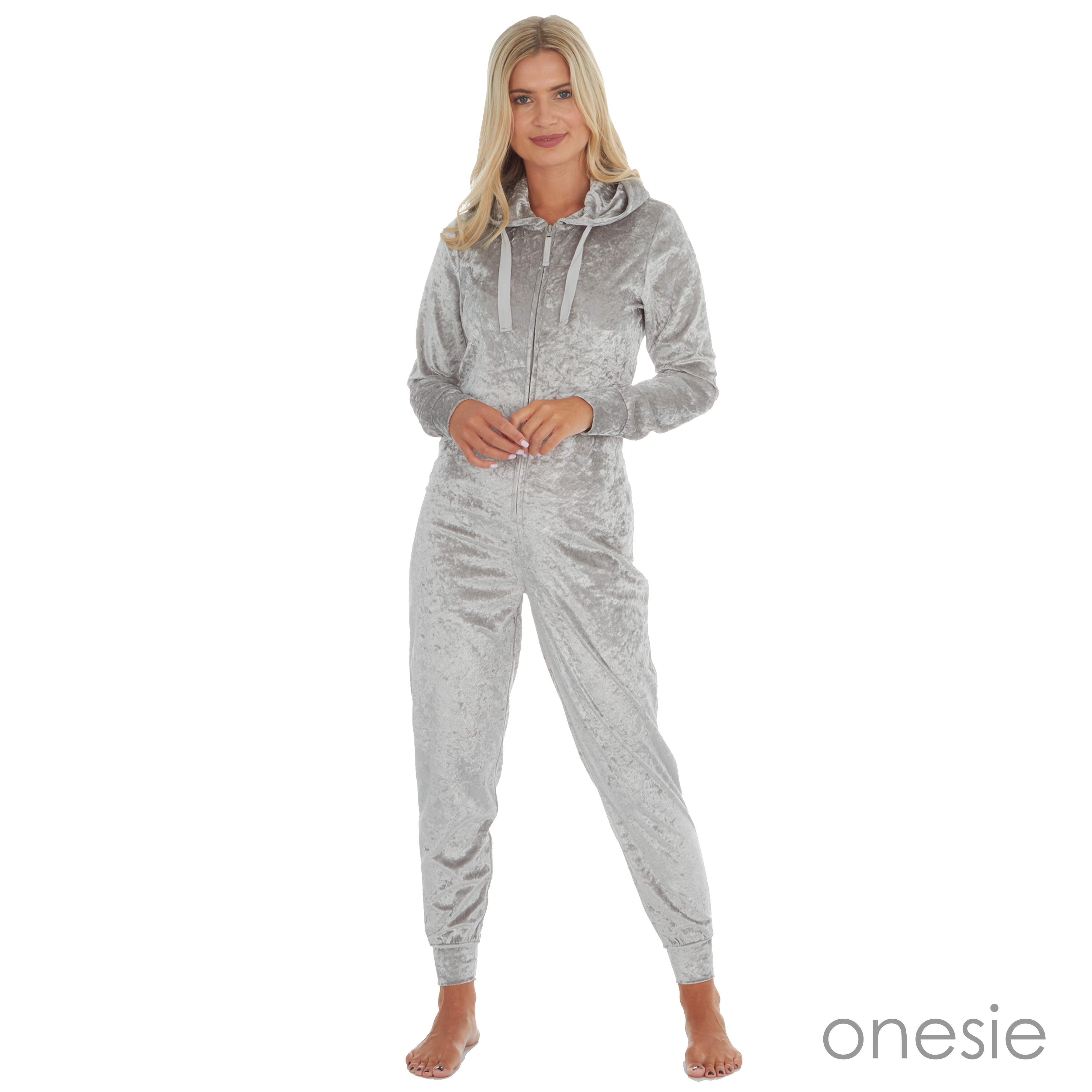Ladies Crushed Velvet Pyjama Set 1Onesie1 Slippers Loungewear CREATE SET S-XL - Picture 7 of 8