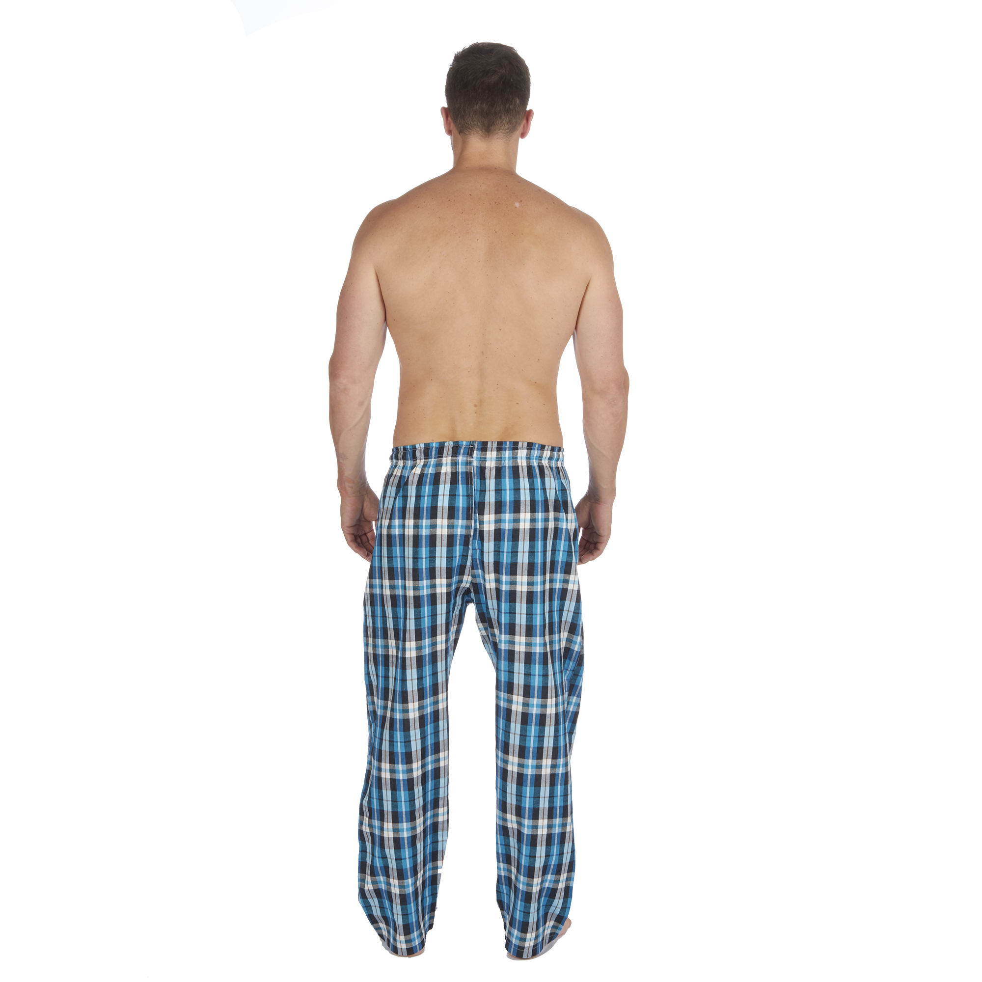 Mens Checked Woven Pyjama Bottoms Cotton Blend Twill PJ Lounge Pants S