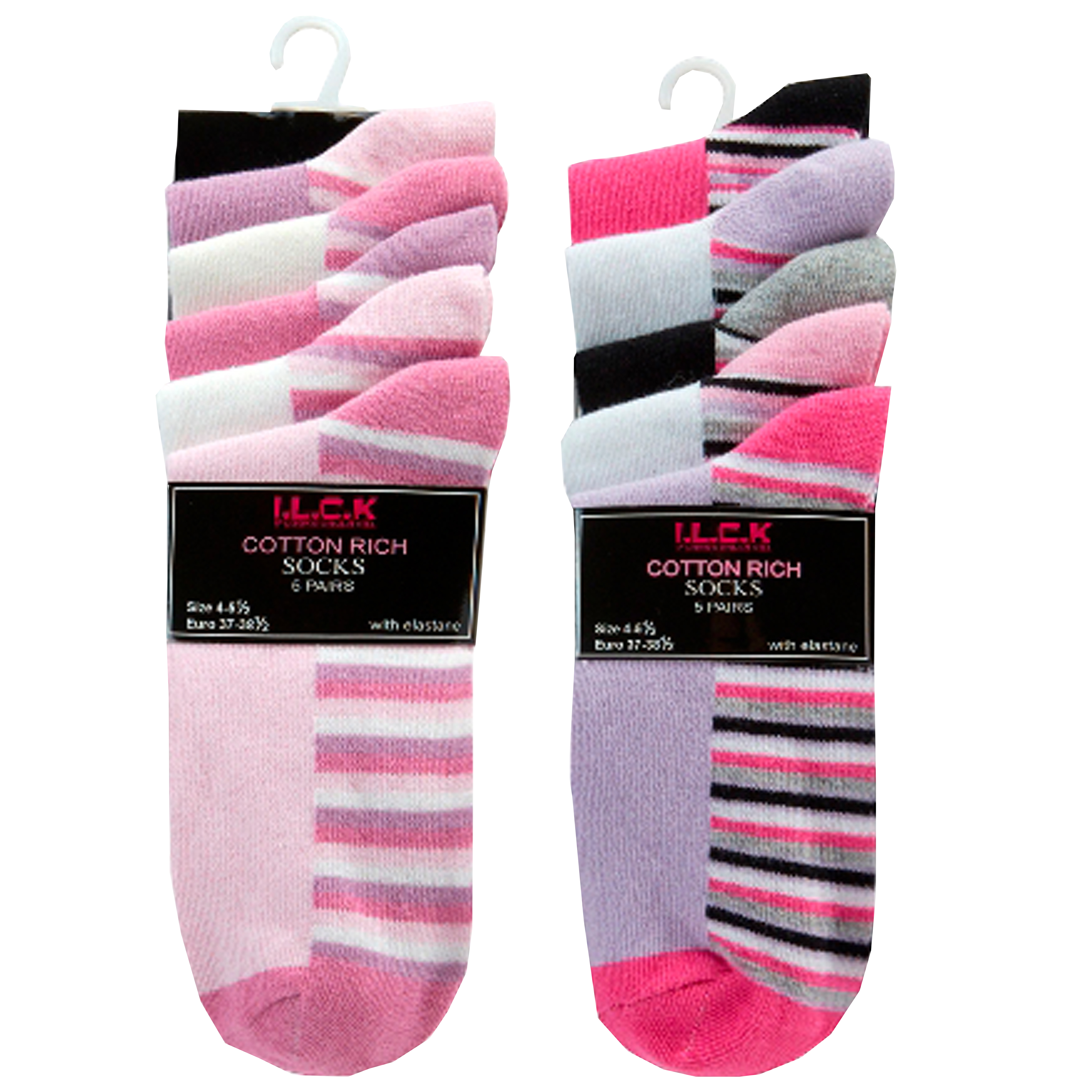 Girls Striped Socks Cotton Rich Colourful Stripy Multipack Childrens 10 ...
