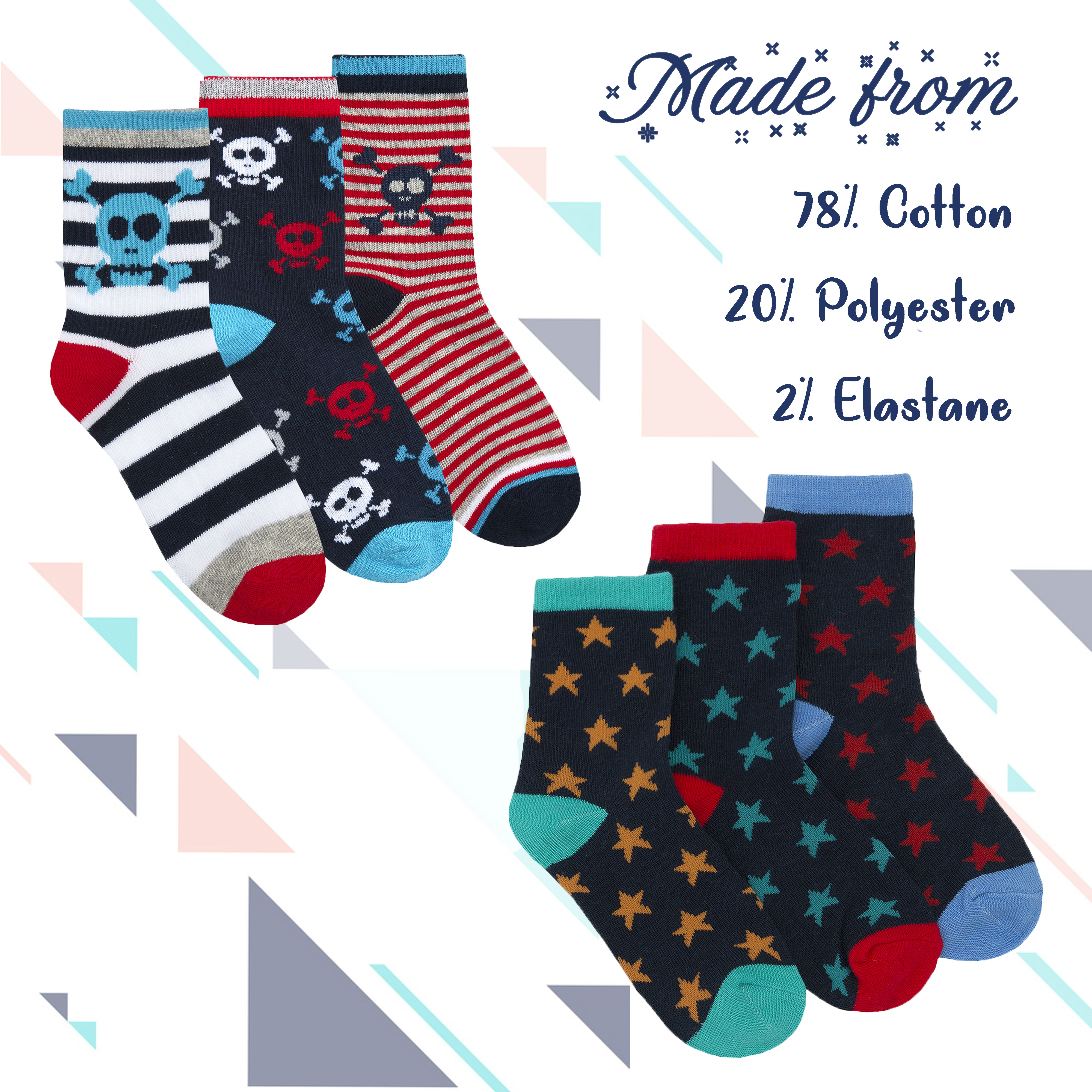 6 Pairs Boys Cotton Rich Novelty Funky Cartoon School Everyday Multipack Socks - Picture 15 of 46