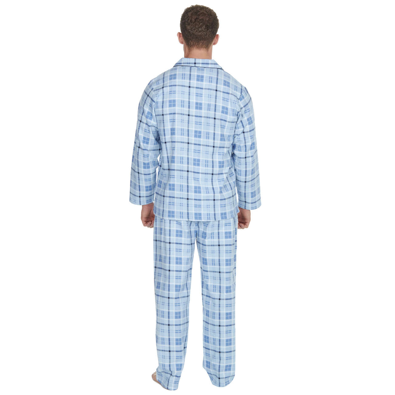 Mens Brushed Cotton Pyjama Set Nightwear Flannelette Pyjamas Striped Pattern Design