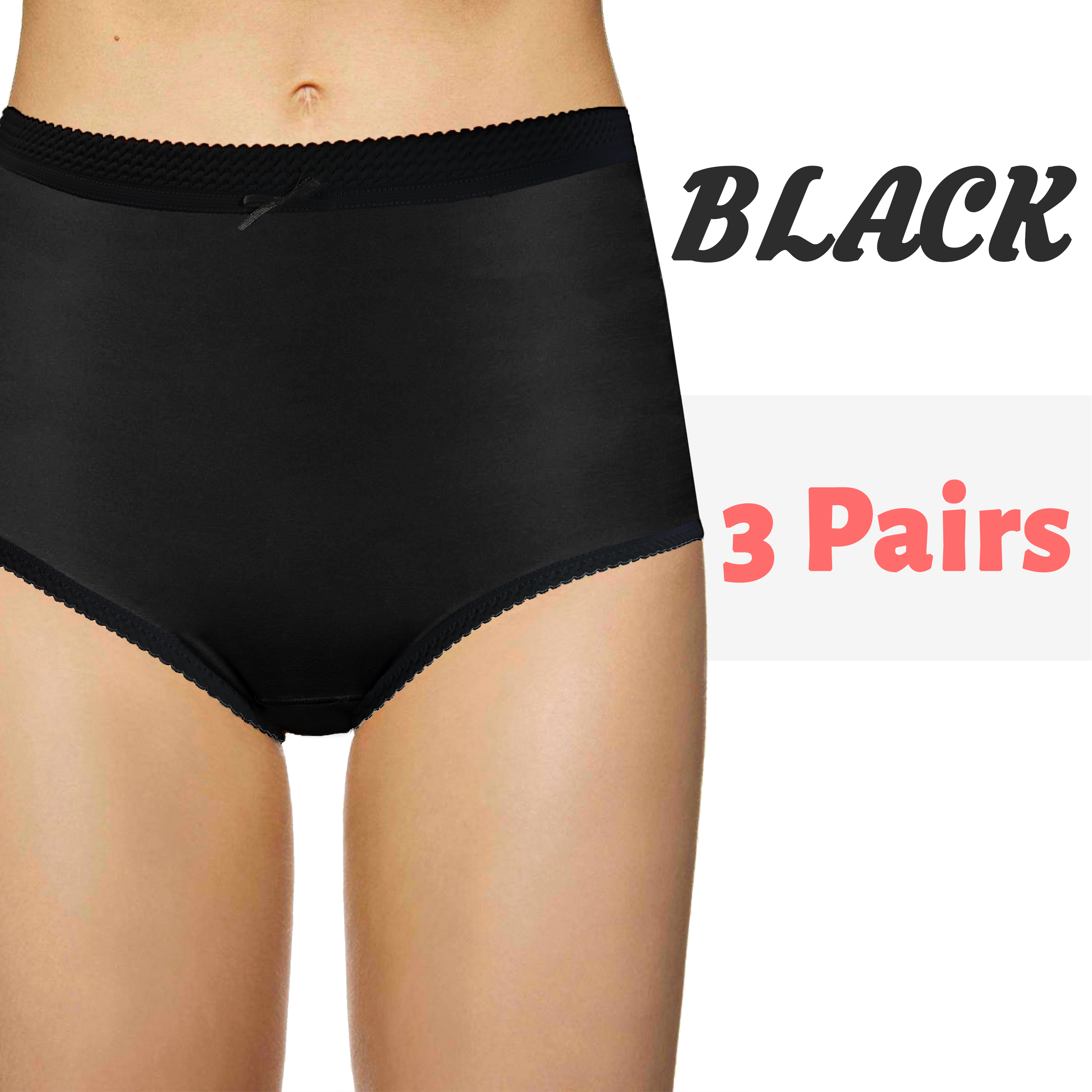 Cottonique Ladies 6 Pair Pack 100% Cotton Full Briefs Black WMS (36-38) :  : Clothing, Shoes & Accessories