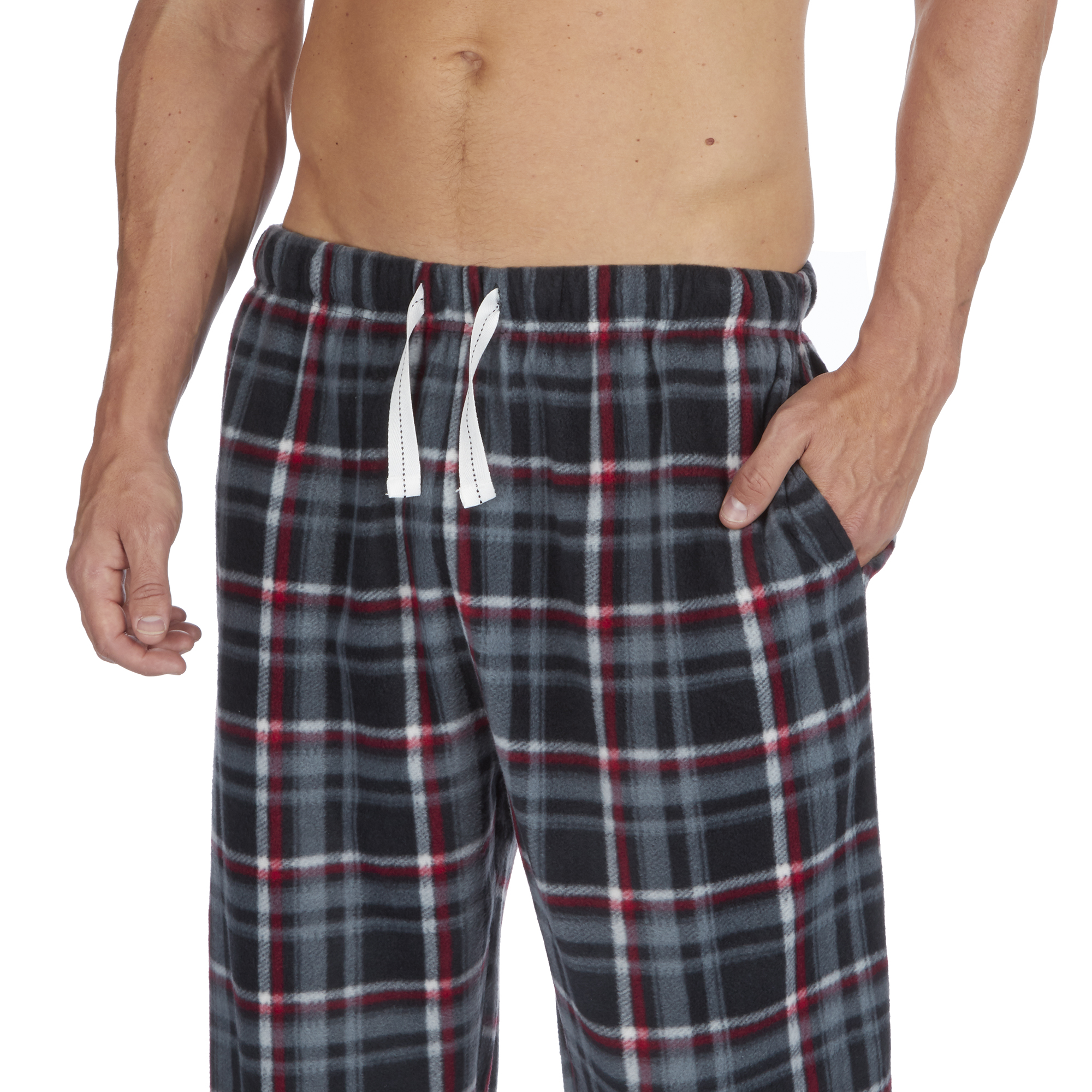 Mens Soft Warm Microfleece Checked Lounge Pyjama PJ Bottoms Pants Sizes ...