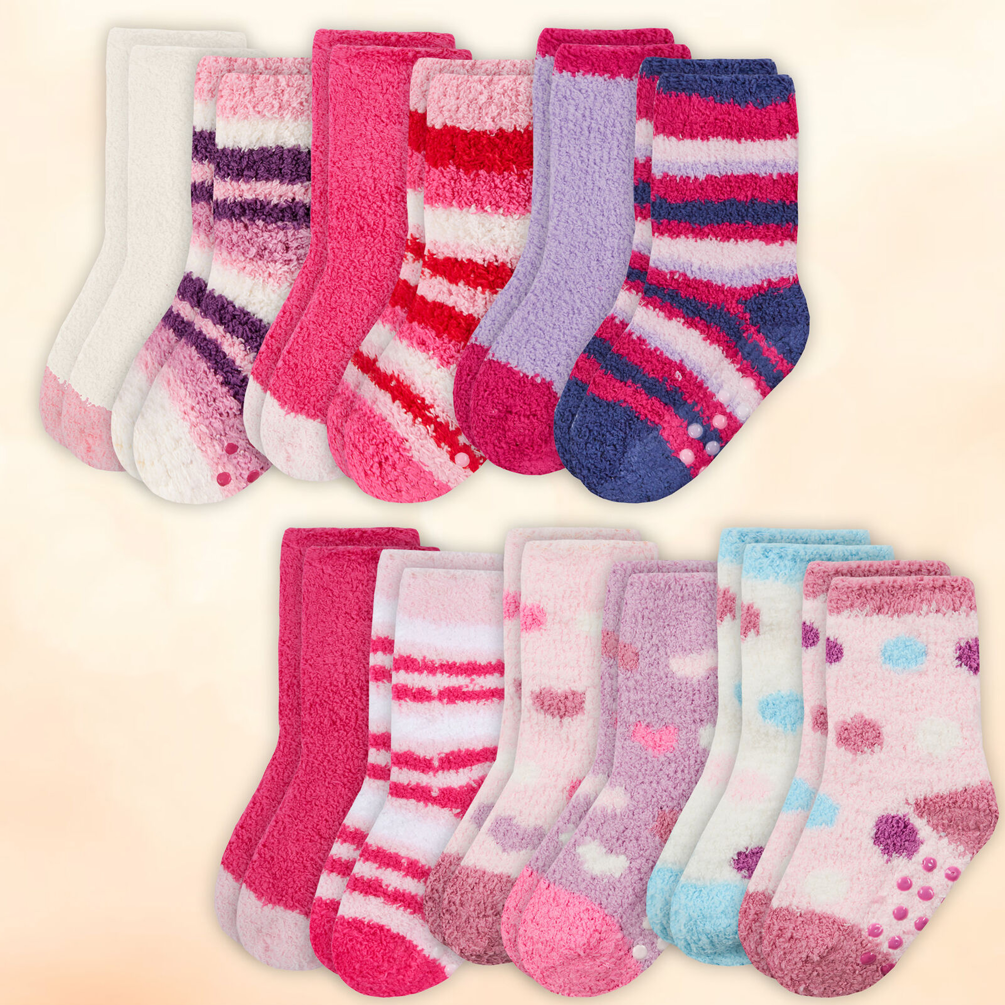 Baby Girls Newborn Cosy Fluffy Socks 4 Pairs Anti Slip Warm Winter Size