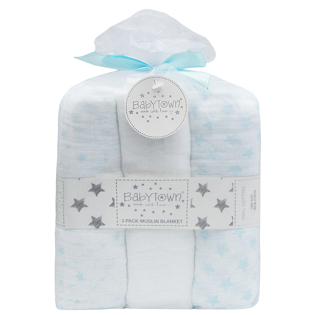 Newborn Cotton Muslin Square Burp Nappy Cloth Wipe 6-Pack Swaddle Blanket 76x76