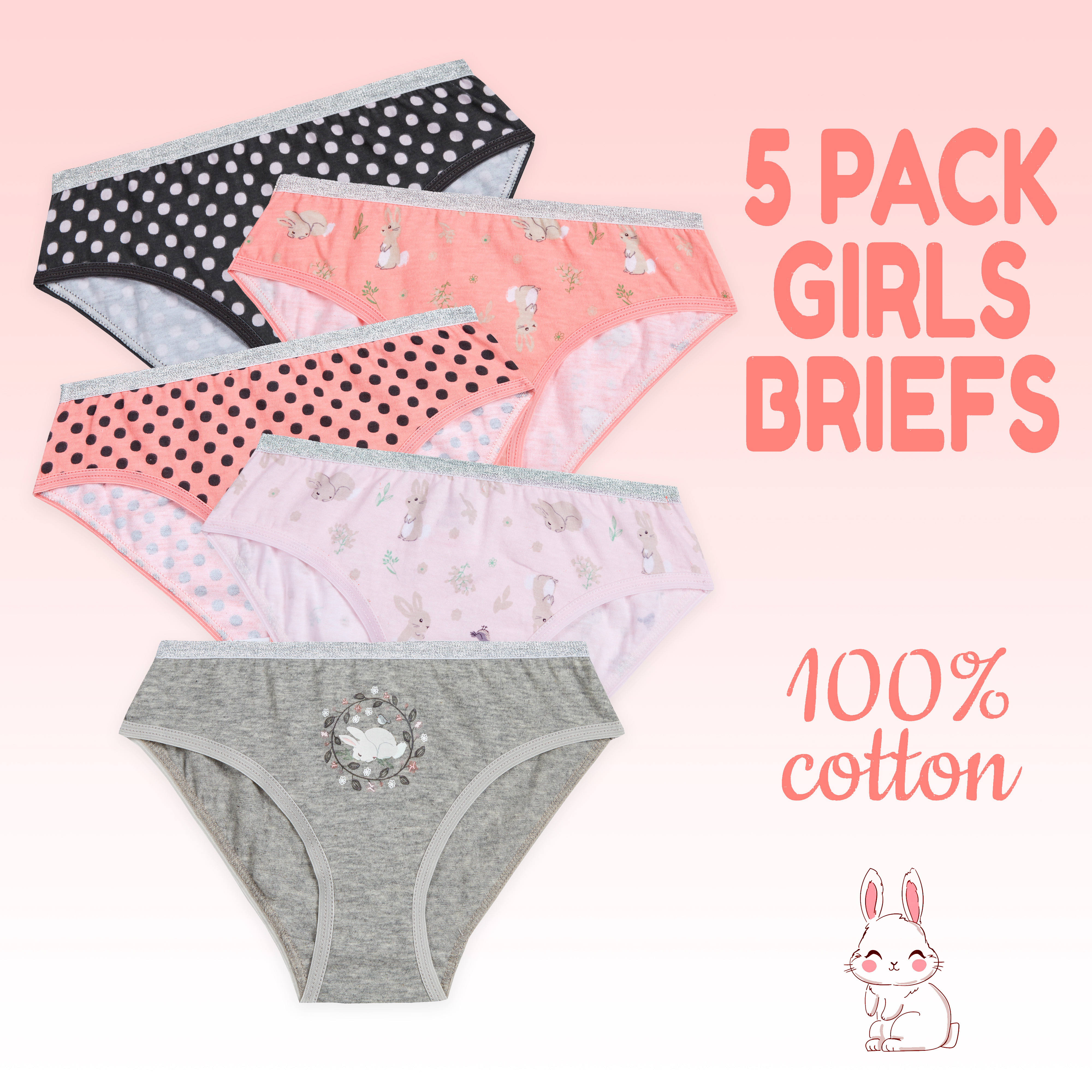 100% Cotton 15 Pack Girls Briefs Glitter Knickers Rainbow Hearts Underwear Cheap 
