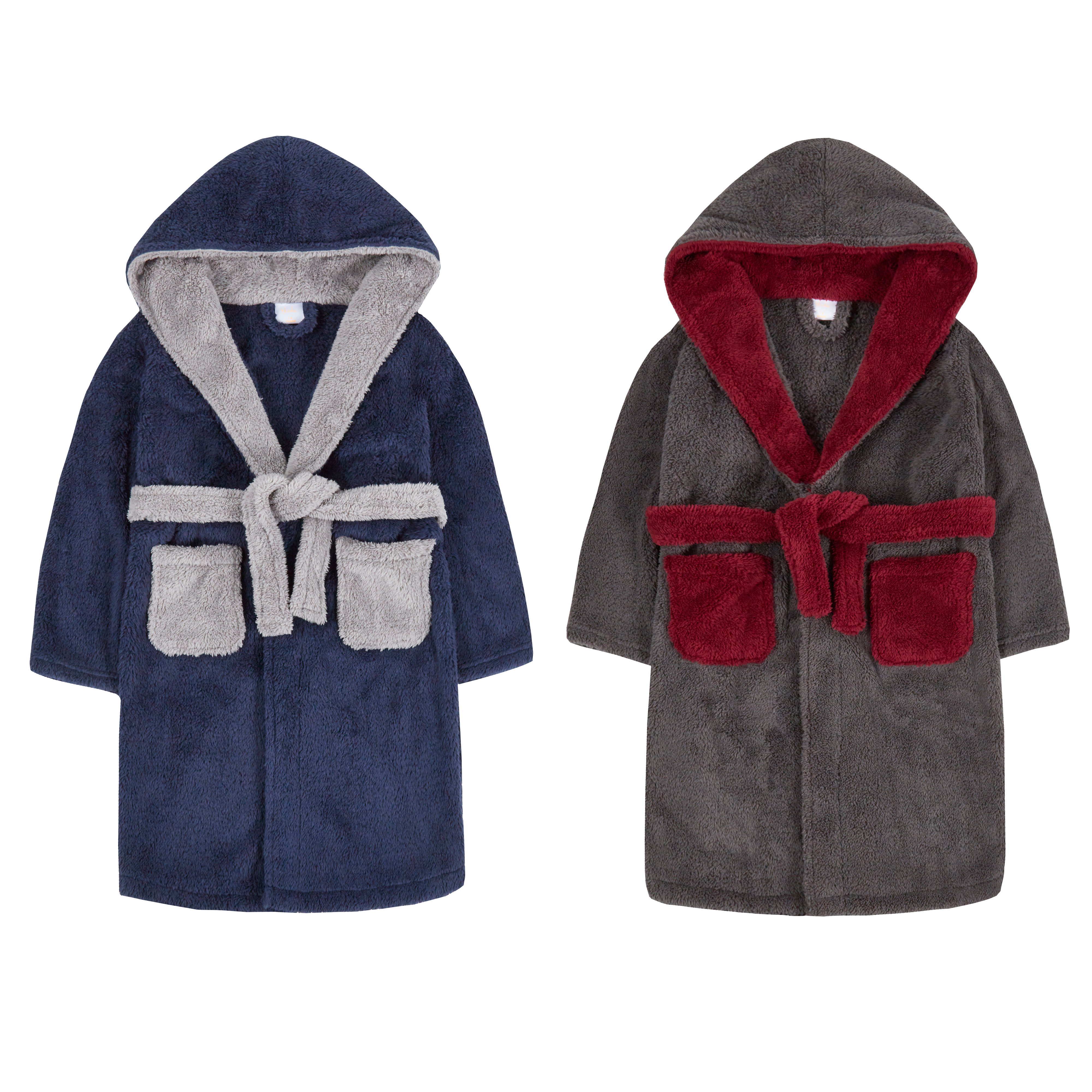 Kids Boys Girls Fleece Hooded Bathrobe Sleepwear,Childrens Soft Plush Bath Robe with Hoodie for 2-12Years
