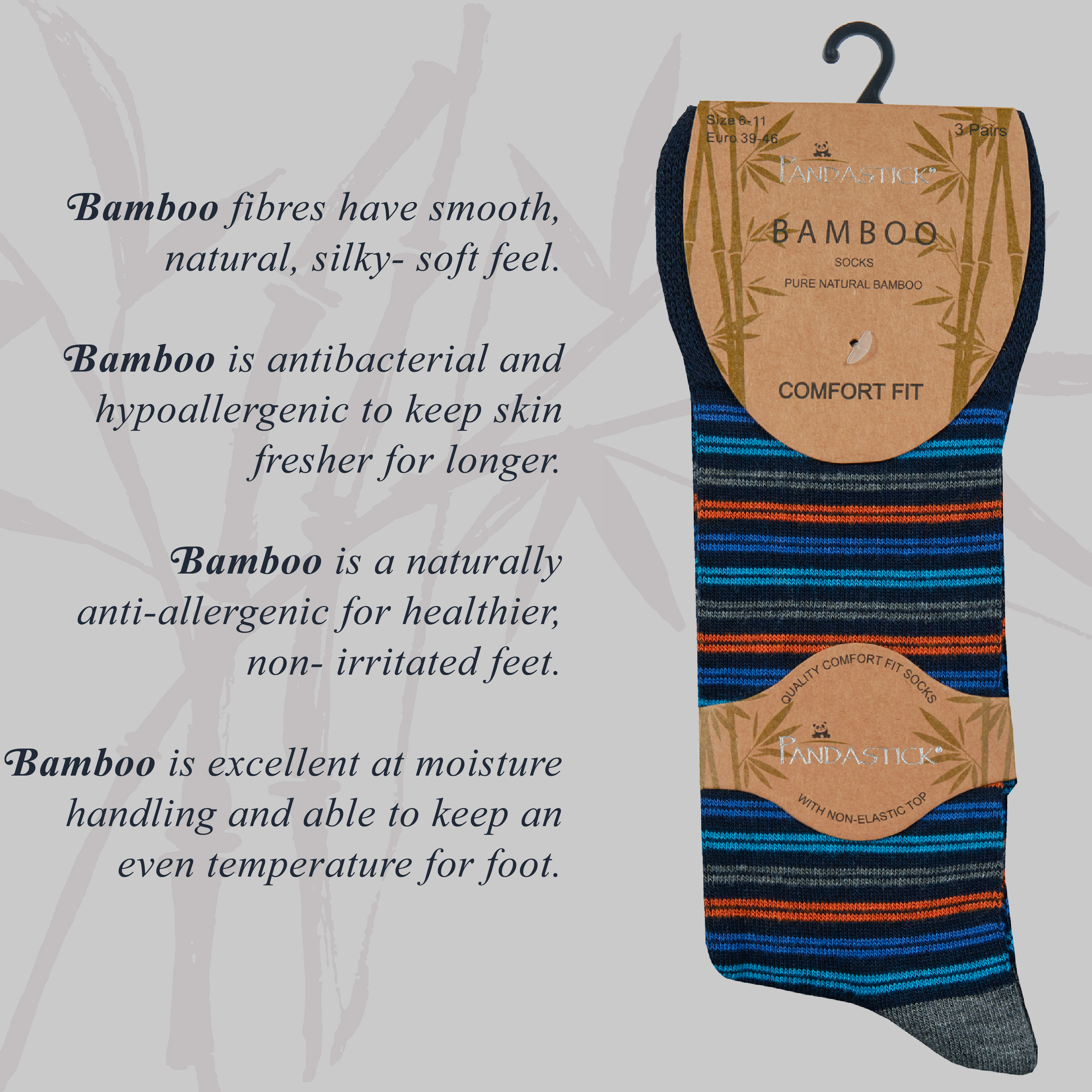 Mens 3 6 Pairs Luxury Bamboo Non Elastic Diabetic Socks Gentle Soft Size 6-11