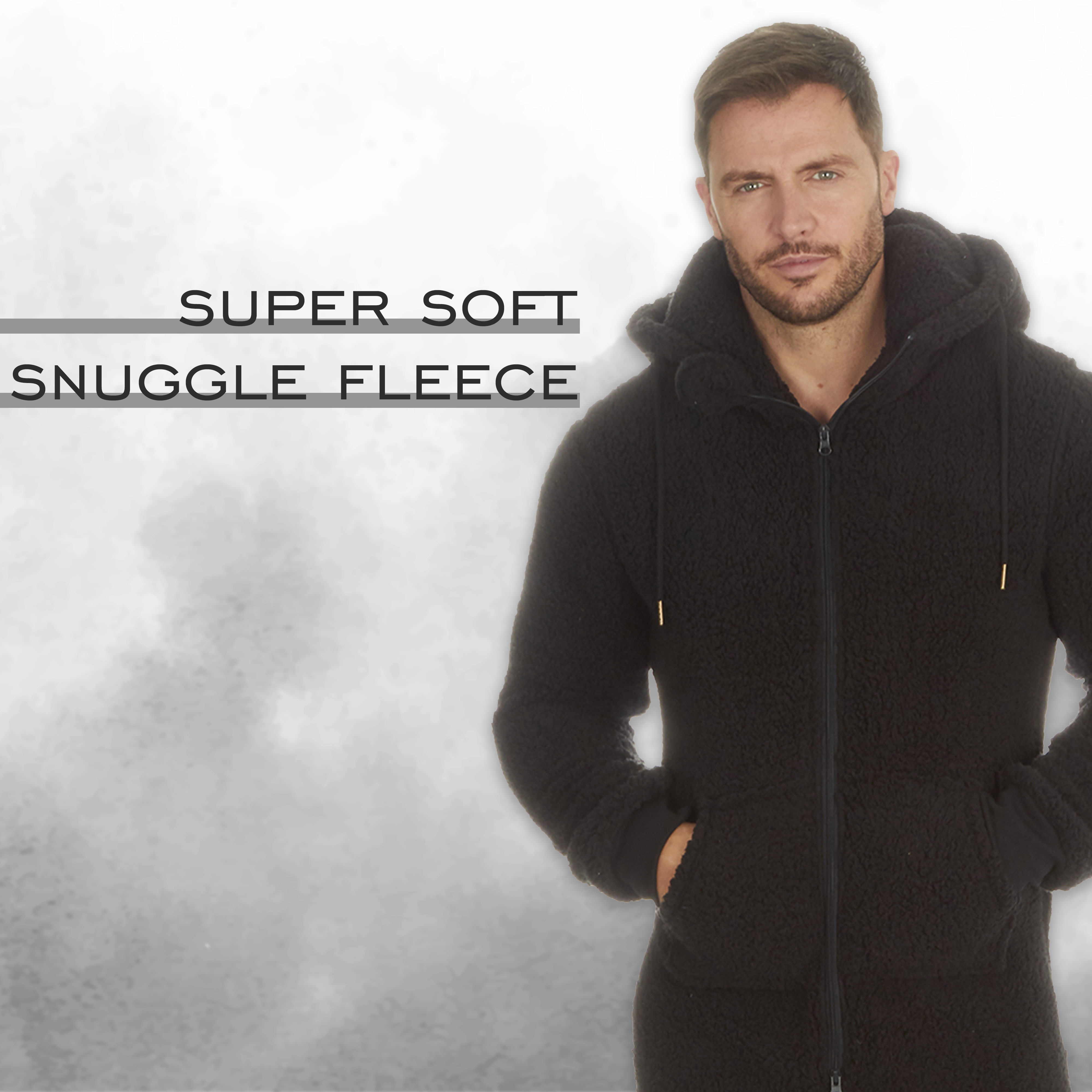 Mens Fleece All In One Lounge Jumpsuit Luxury Hooded Adult 1Onesie Winter S-XL - Picture 4 of 14
