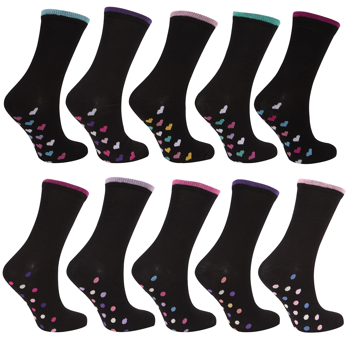 Ladies Womens 5 Pairs Design Socks Novelty Socks Coloured Cotton Rich Size 4-7