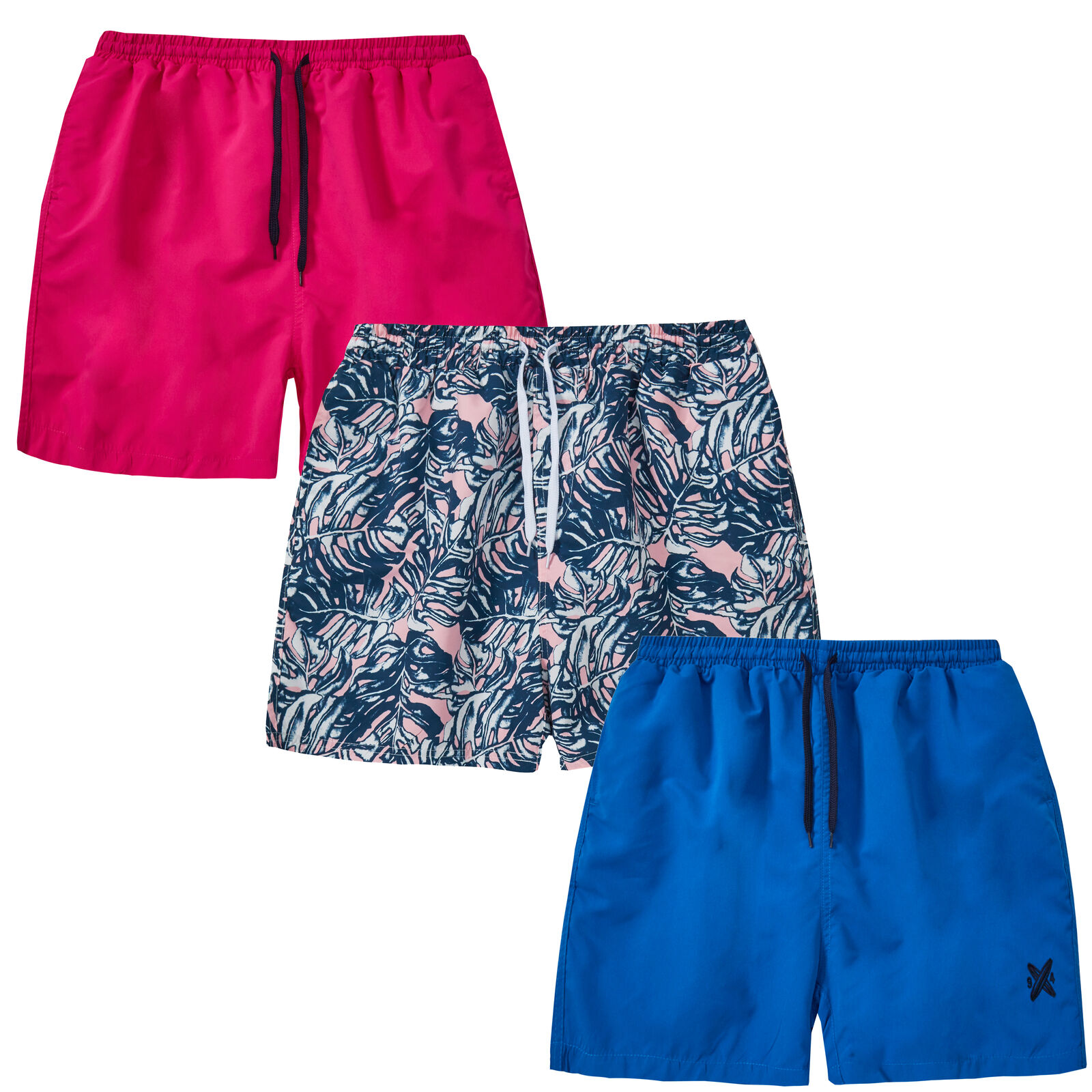 Mens Quick Dry Swim Wear Shorts Trunks Pockets Surf Board Plus Size 3 Pack 