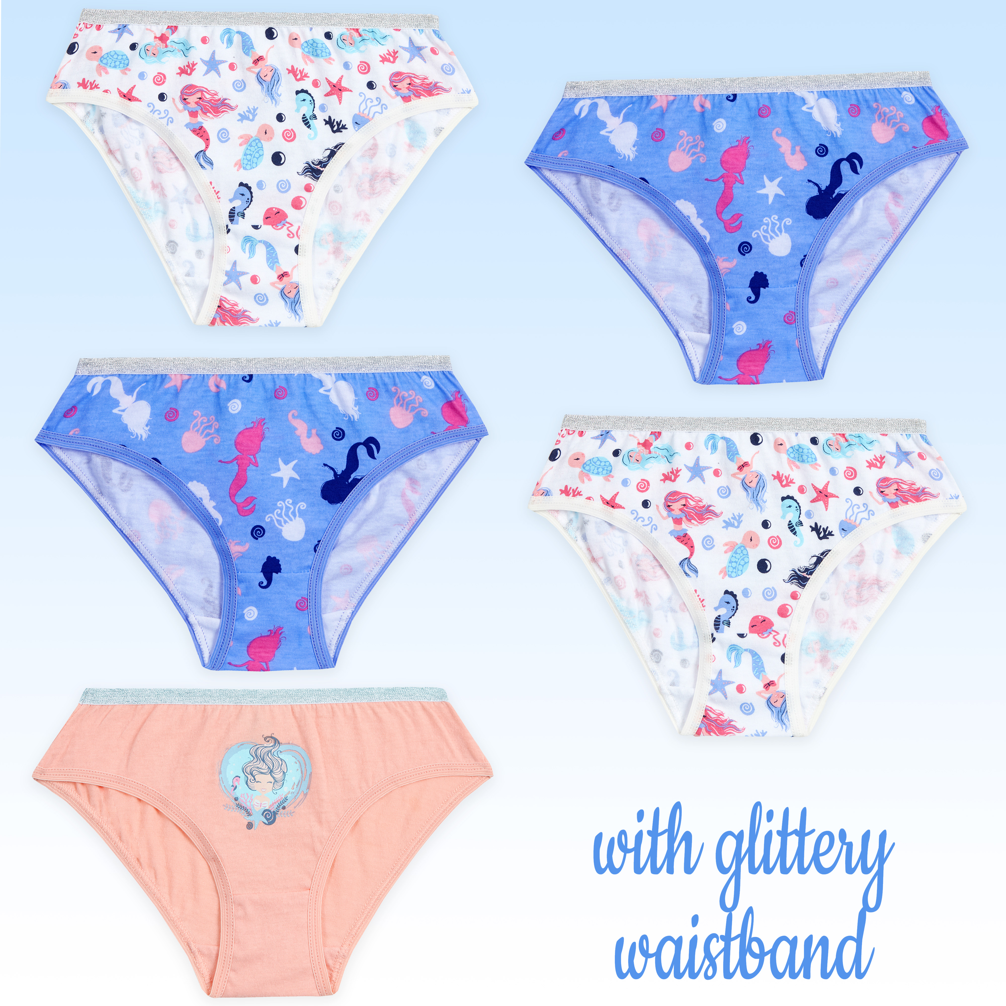 Girls Briefs 5 Pairs Underwear 100% Cotton Pants Rainbow Knickers Underpants Set - Picture 21 of 55