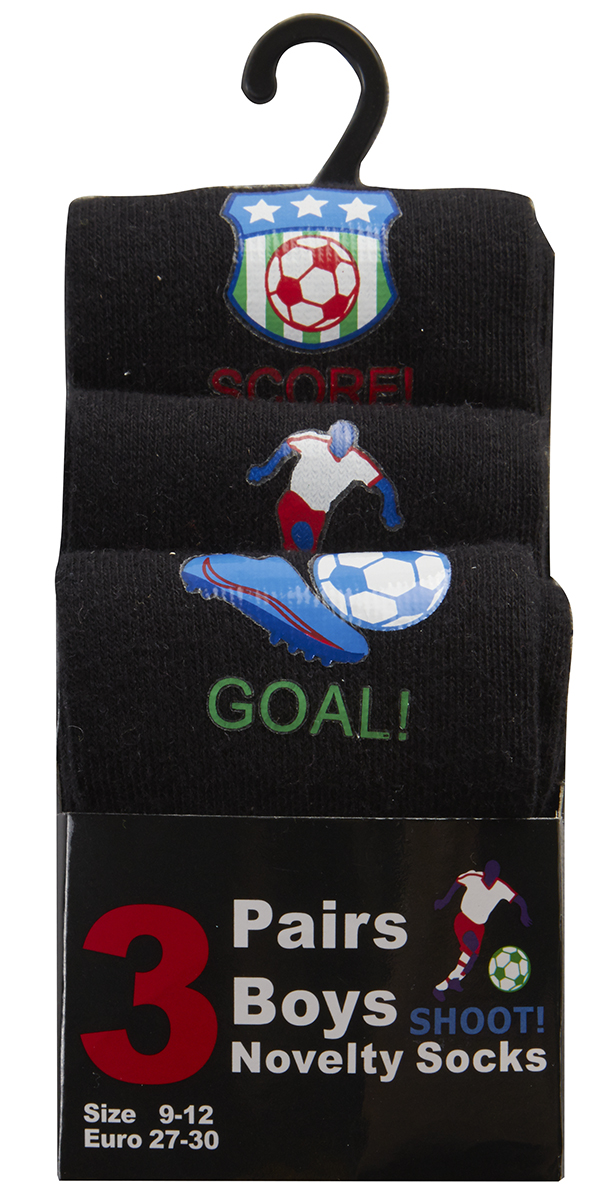 Enfants Garçons Metzuyan Caoutchouc Imprimé chaussettes coton riche 3 Pack jeu vidéo Football 