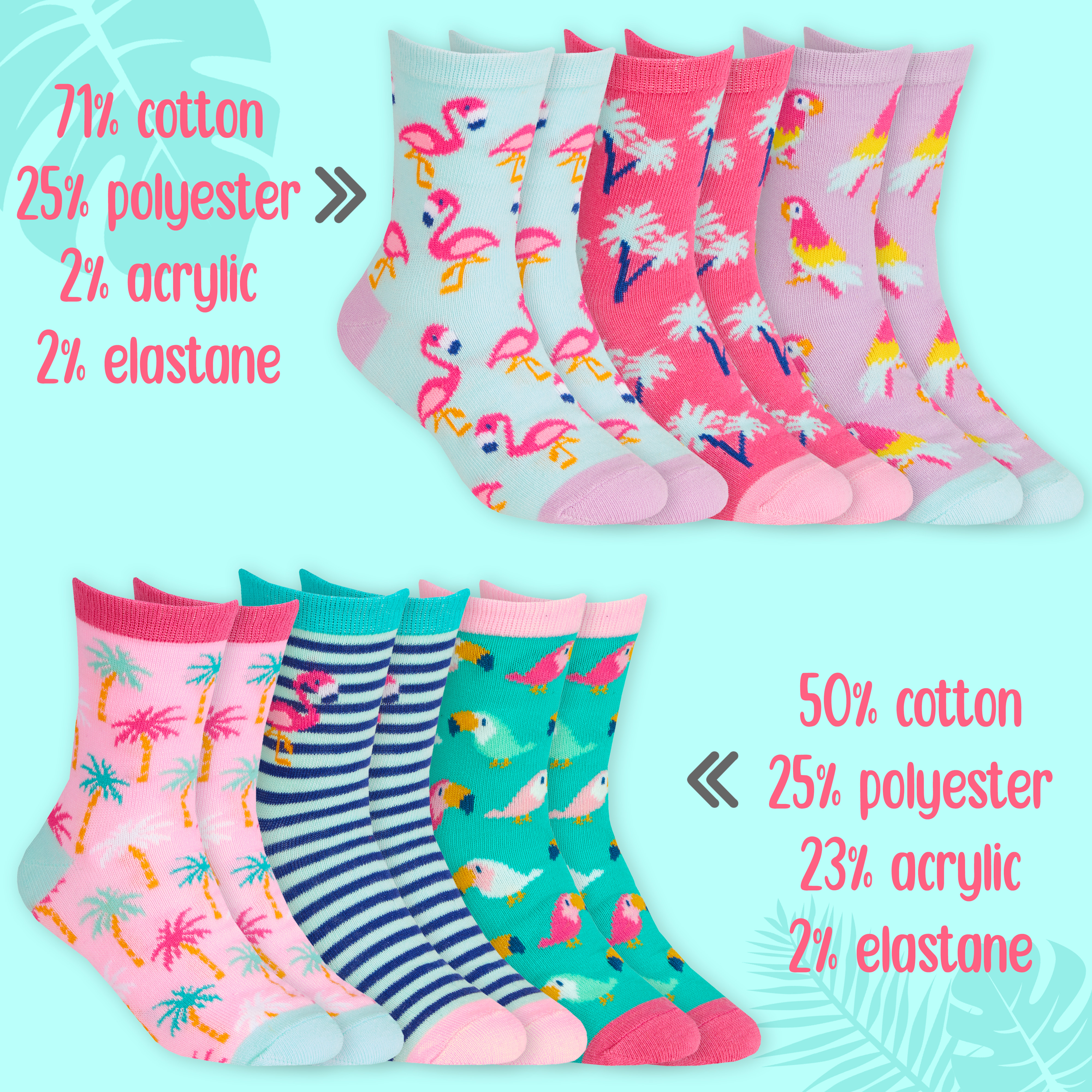 Kids Girls Socks Novelty Cartoon 6 Pairs Crew Socks Bundle Multipack Multibuy - Picture 8 of 13