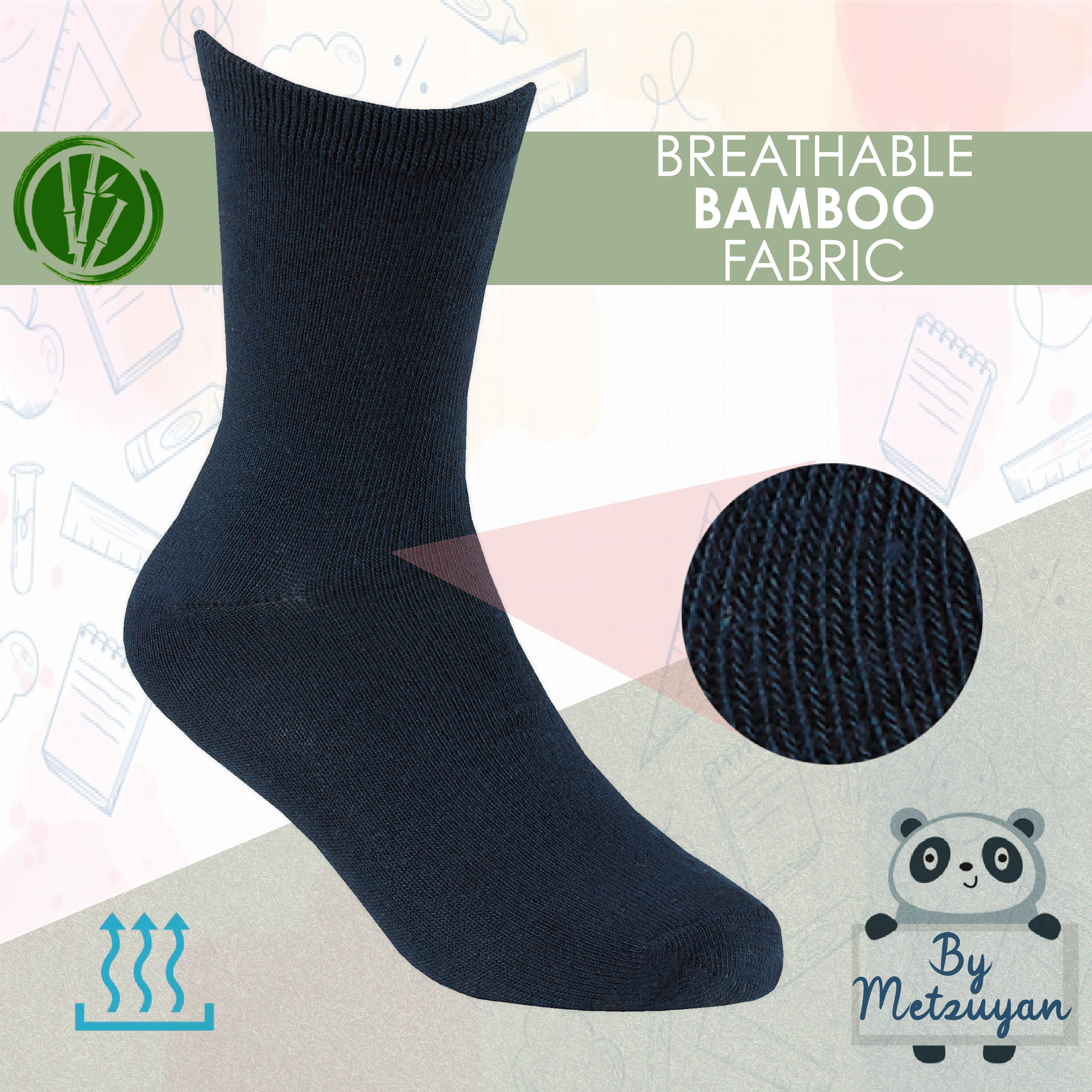 9 Pairs Kids Girls Boys Unisex Natural Bamboo Crew Everyday Back To School Socks - Picture 14 of 18