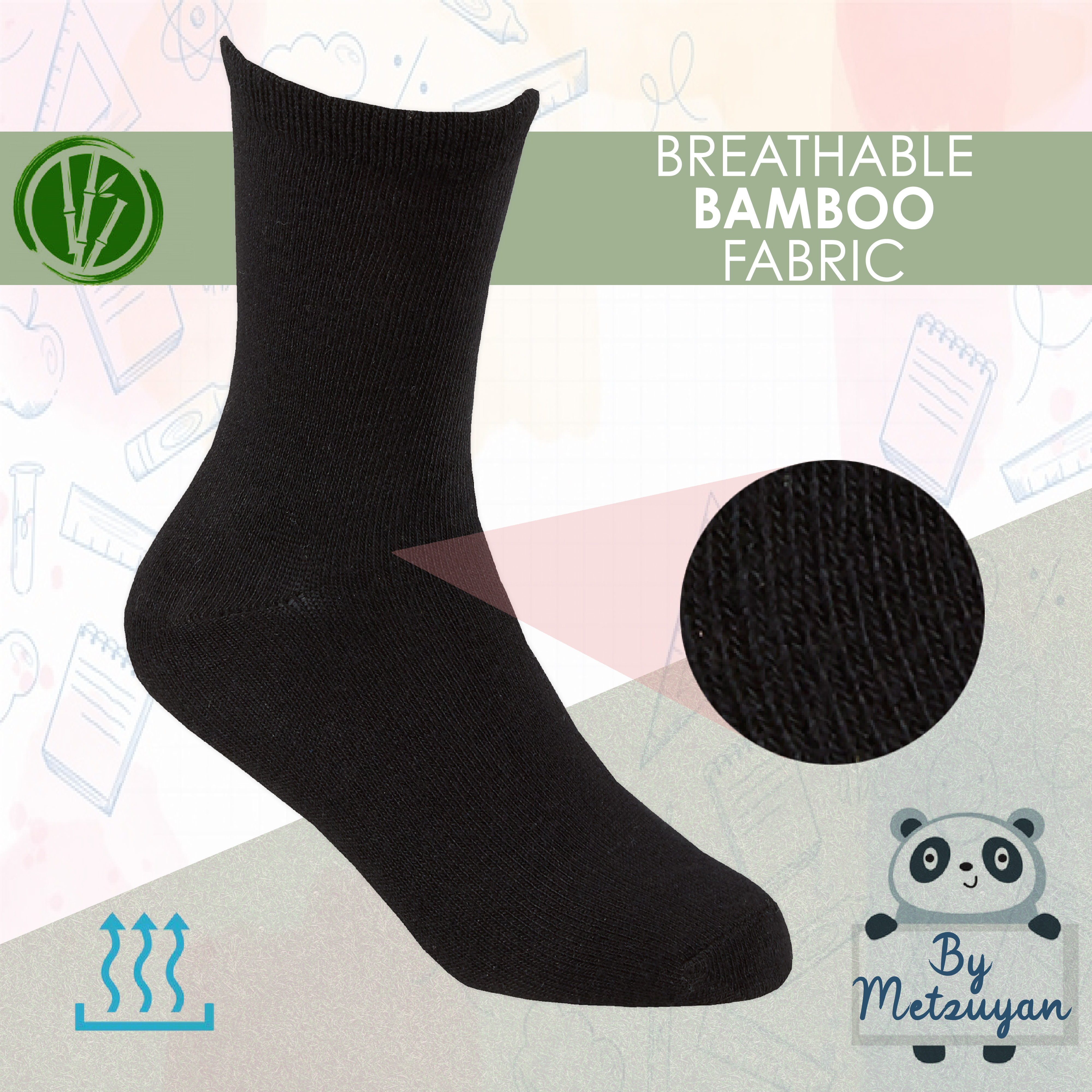 9 Pairs Kids Girls Boys Unisex Natural Bamboo Crew Everyday Back To School Socks - Picture 18 of 18