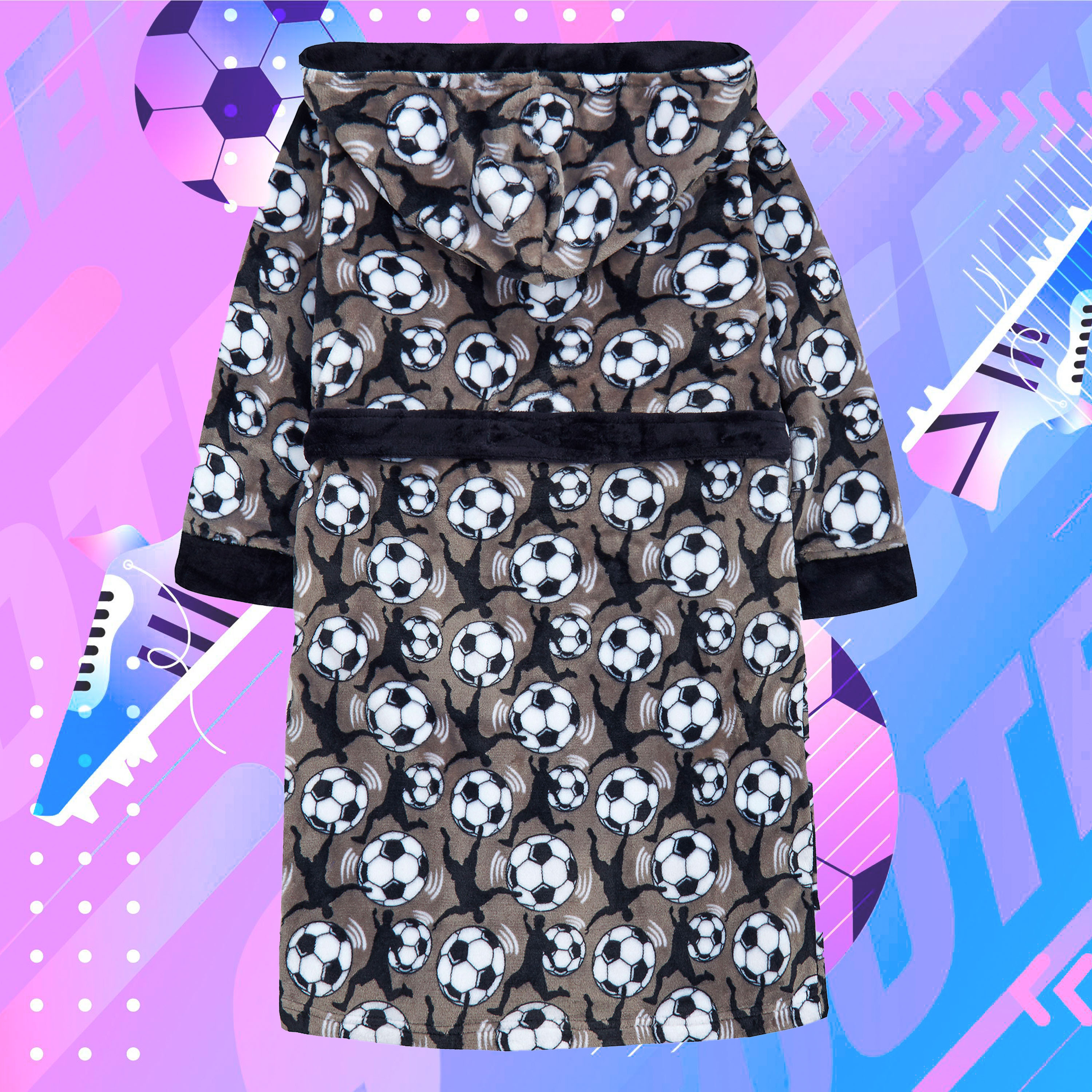 Kids Boys Football Dressing Gown 7-8 9-10 11-12 13 Years Fleece Robe Sleepwear - Picture 4 of 7